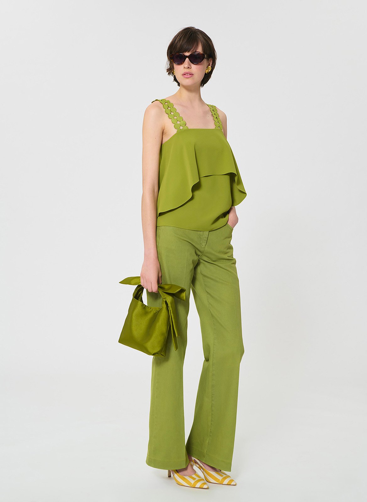 Square neck top TARA JARMON Green