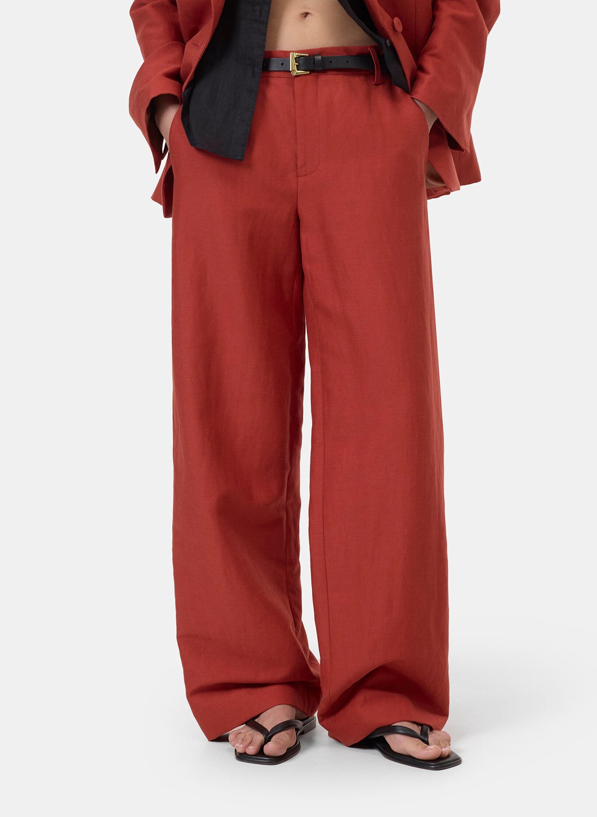 Pantalon large en lin mélangé CLOSED Rouge