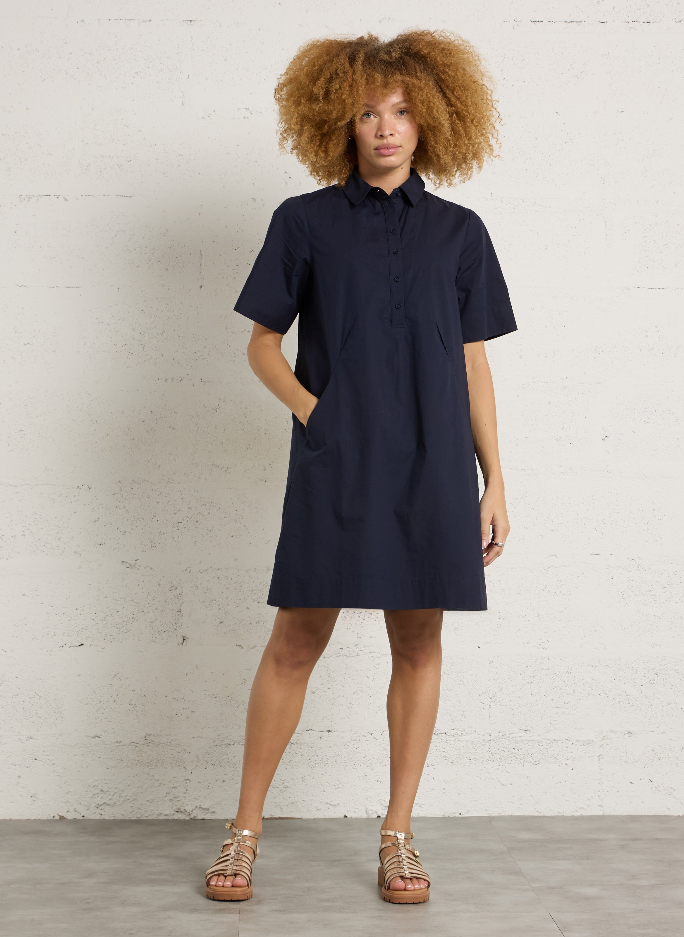 Robe courte col classique en coton SUD EXPRESS