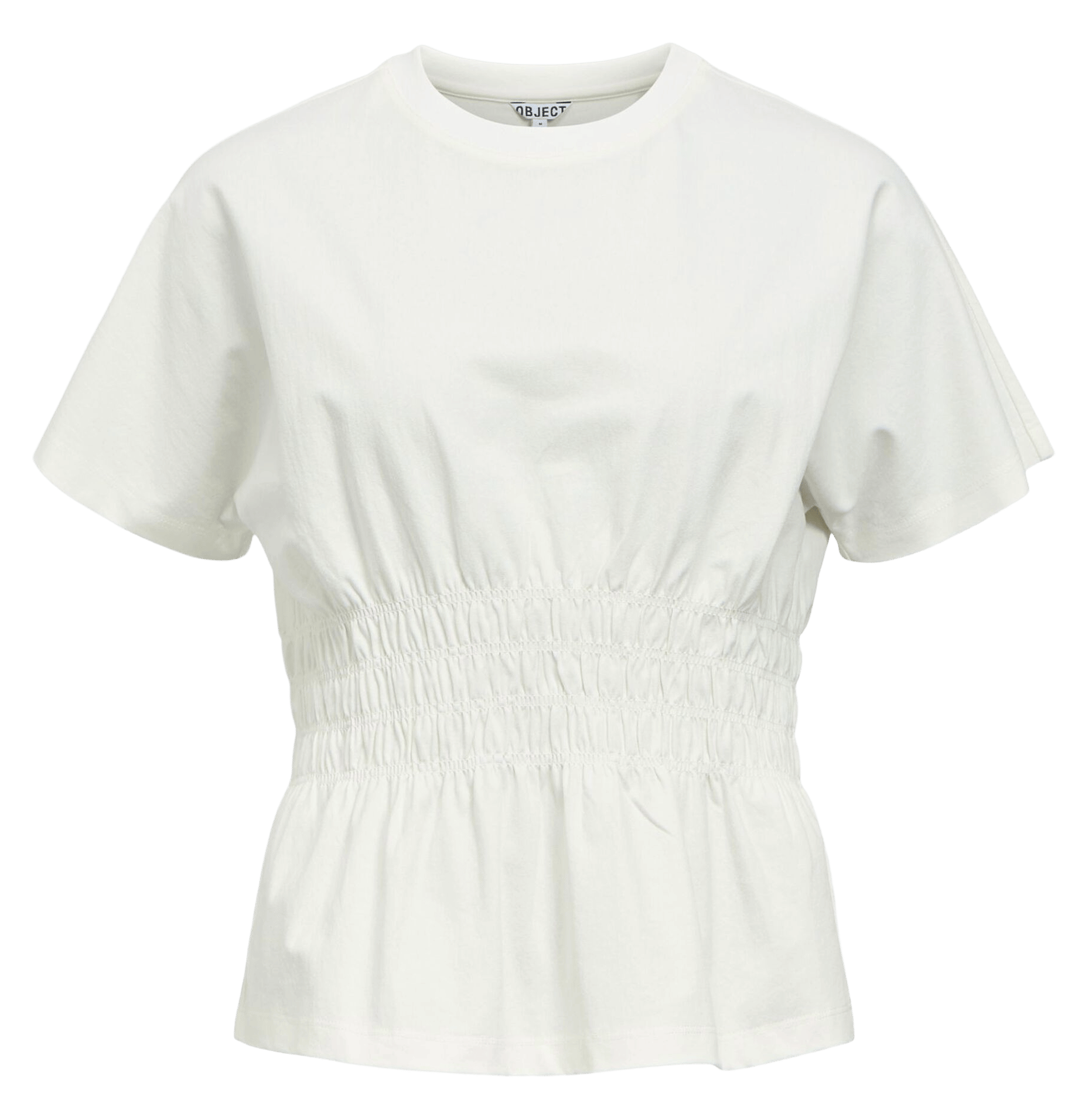 Figurbetontes Rundhals-Top aus Baumwoll-Mix OBJECT Weiss