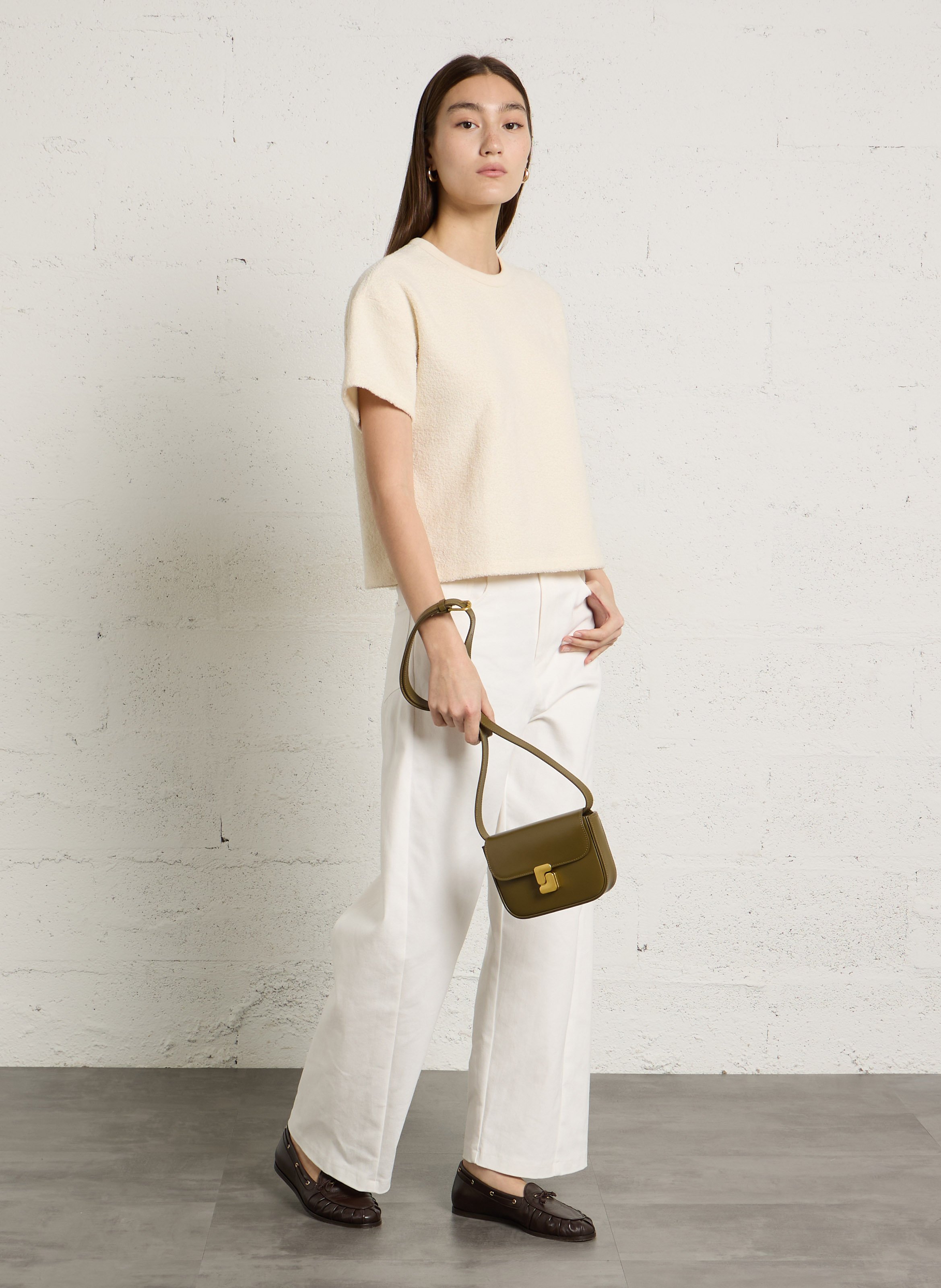 Sac bandoulière en cuir SOEUR Kaki