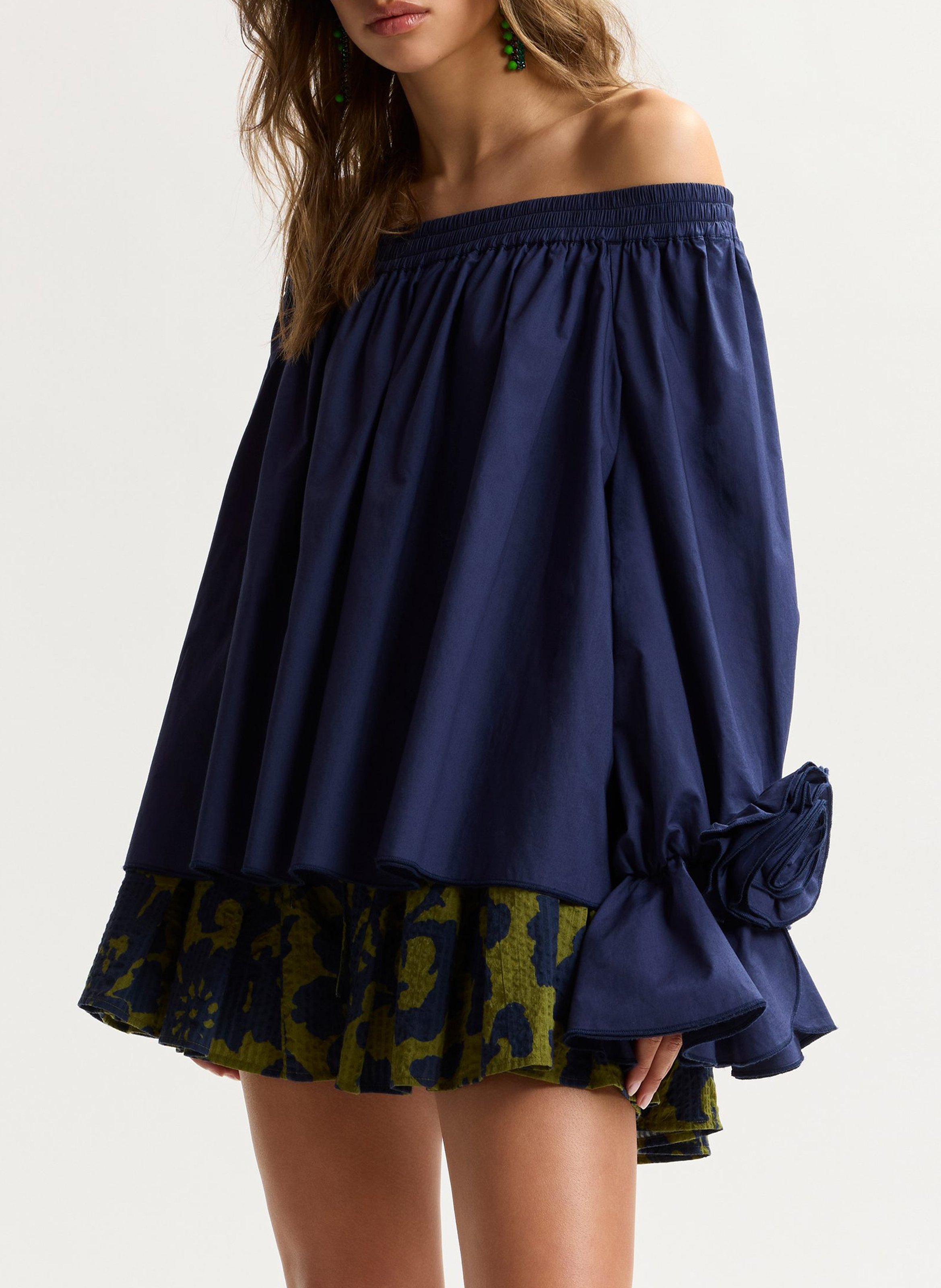 Top bardot ample à fleurs uni ESSENTIEL ANTWERP