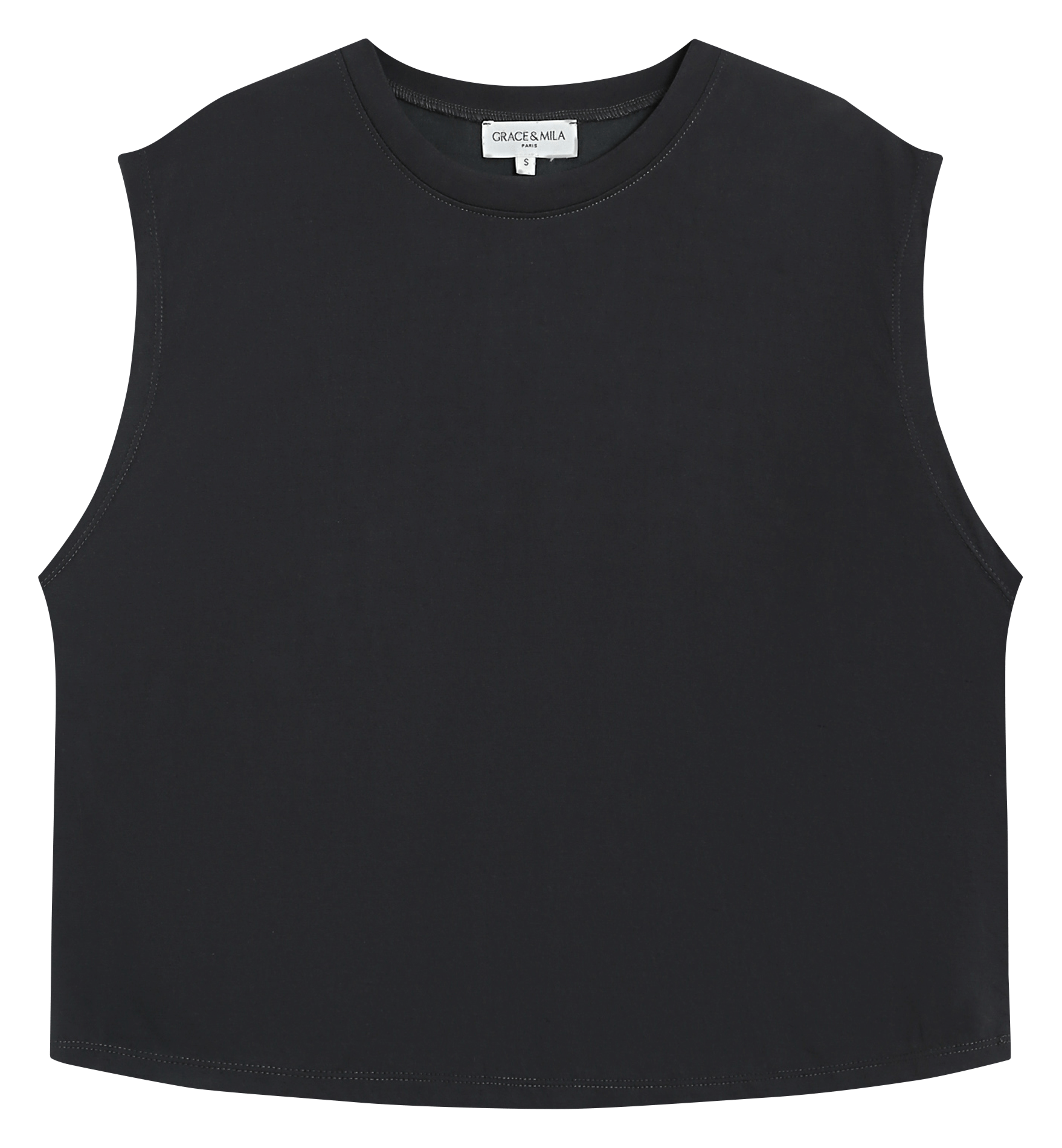 Mouwloze wijde top in effen kleur GRACE ET MILA Zwart