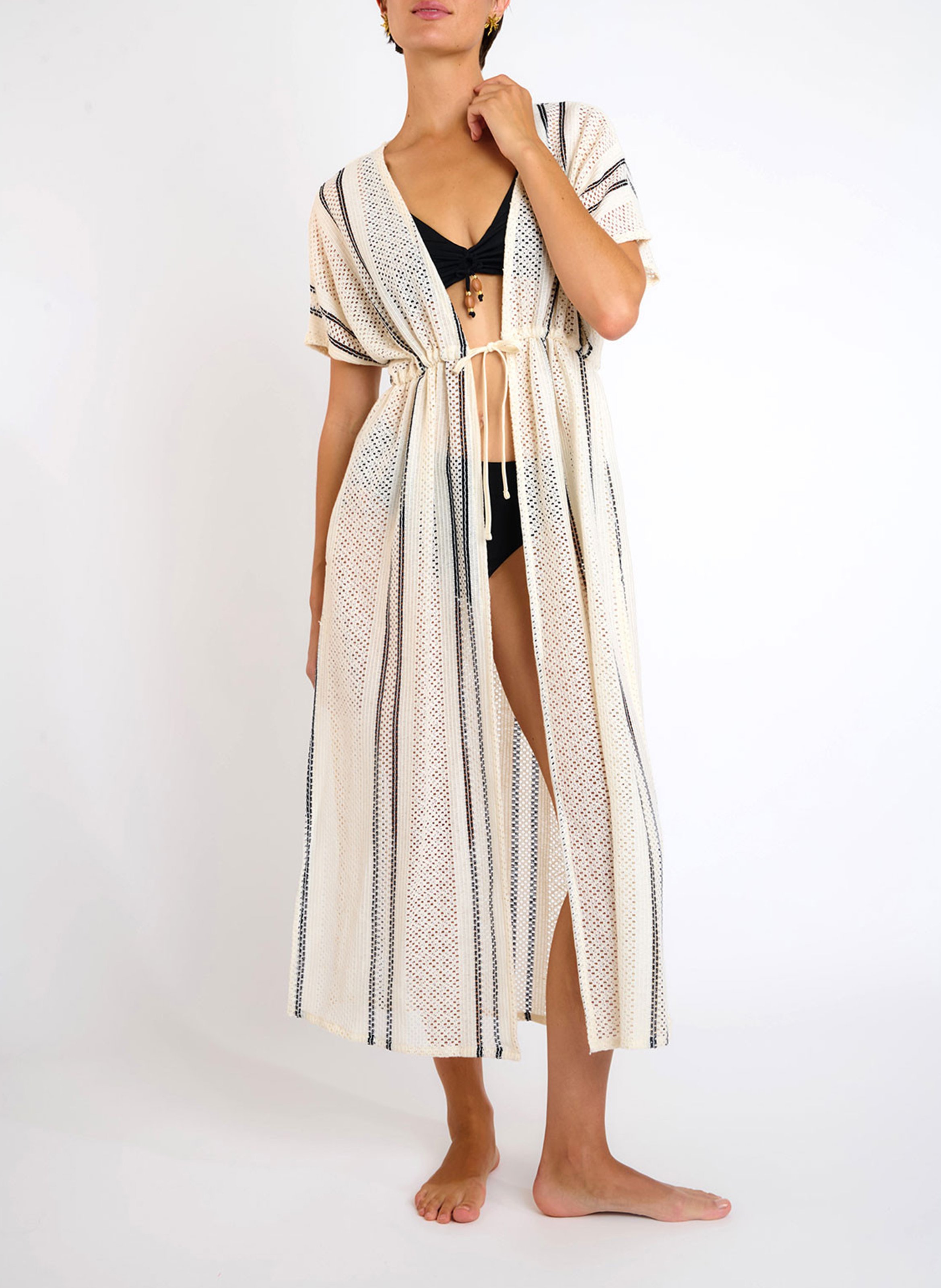 Striped swimsuit cover-up LIVIA Beige