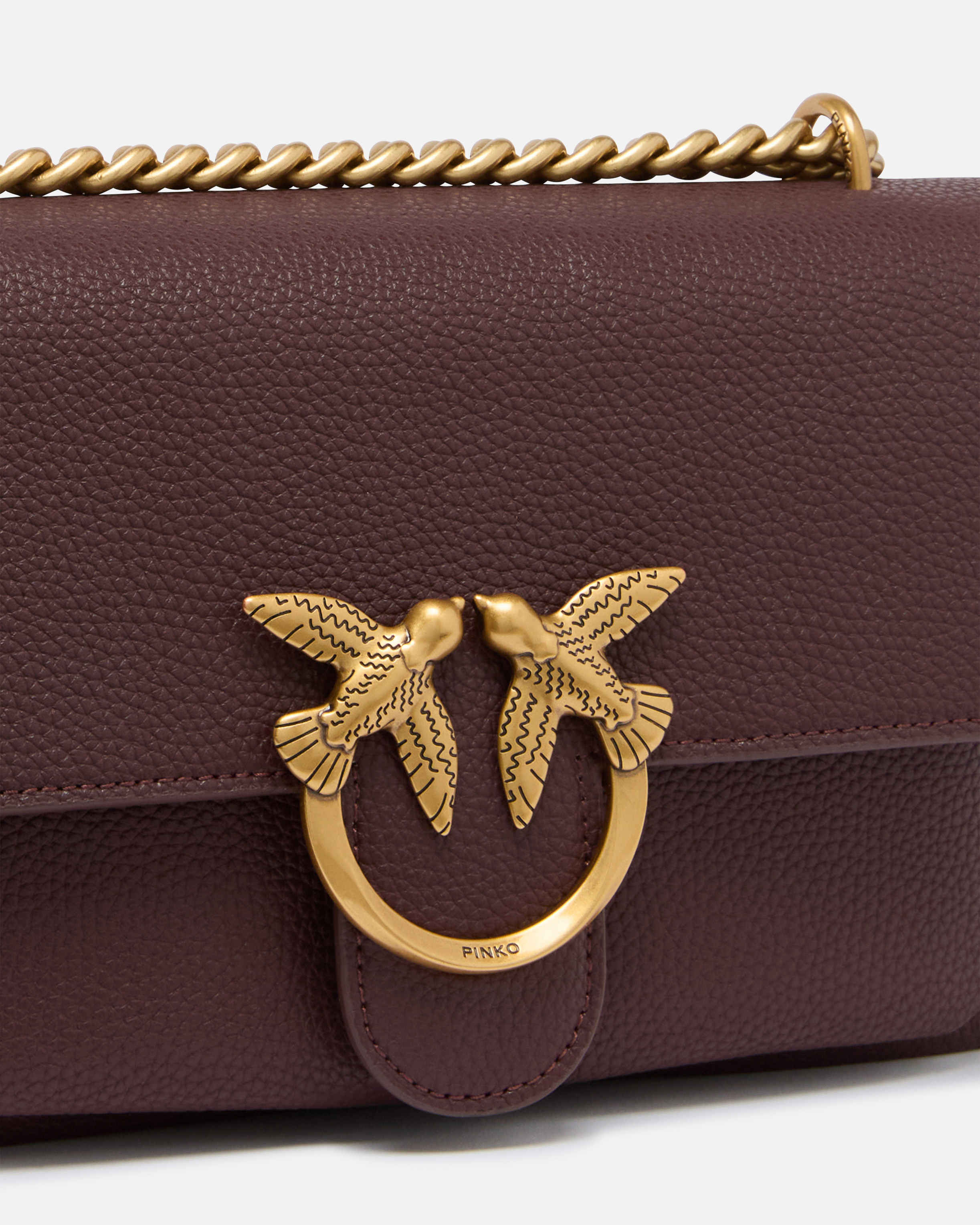 Small love bag shoulder bag in soft leather PINKO Brown