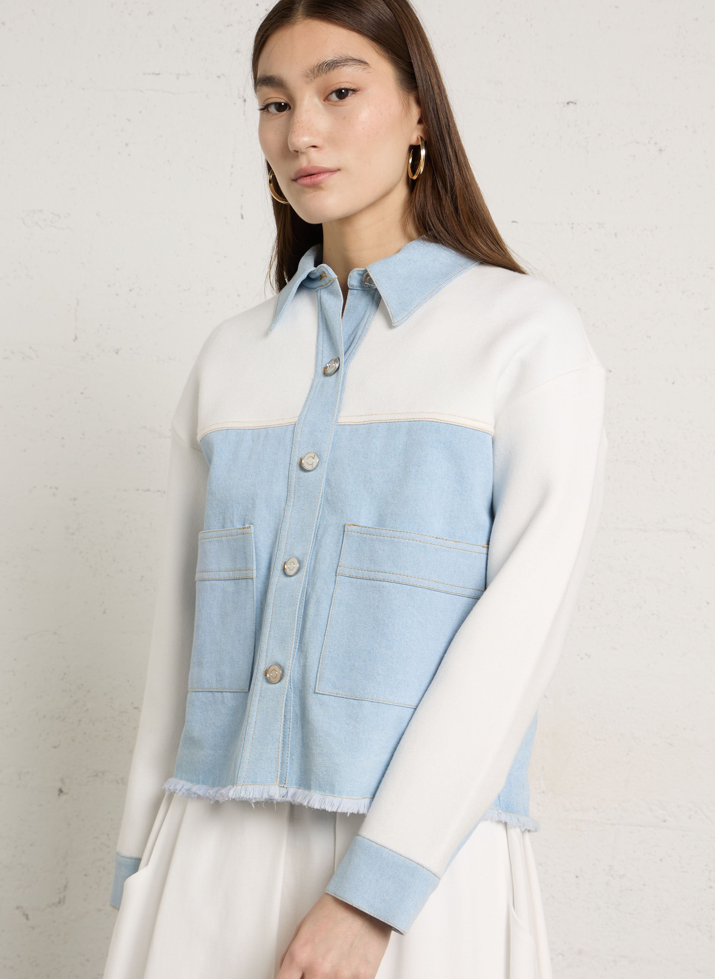 Veste droite col classique en coton MAISON 123 Blanc