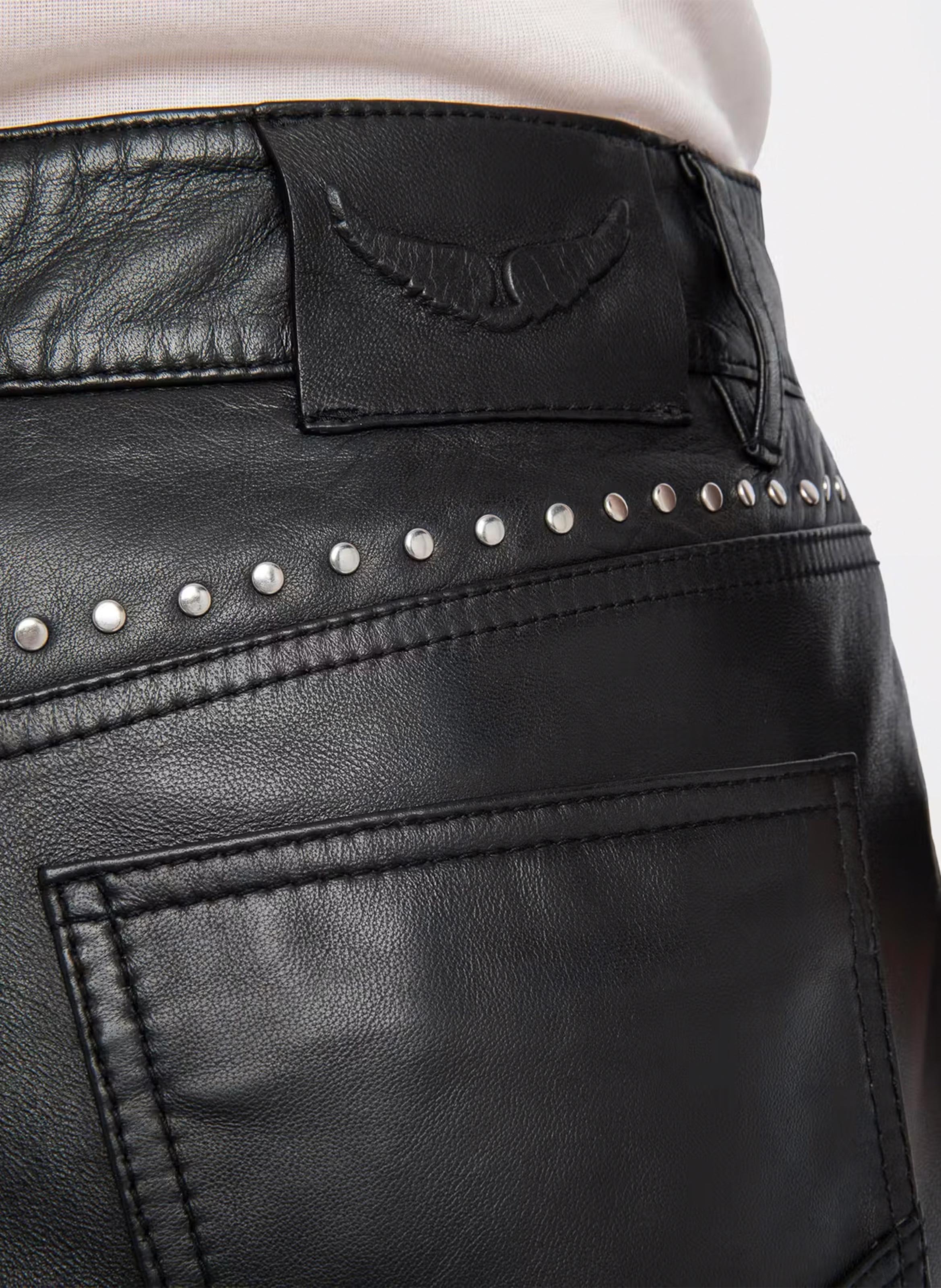 Short droit en cuir à studs ZADIG&VOLTAIRE Noir