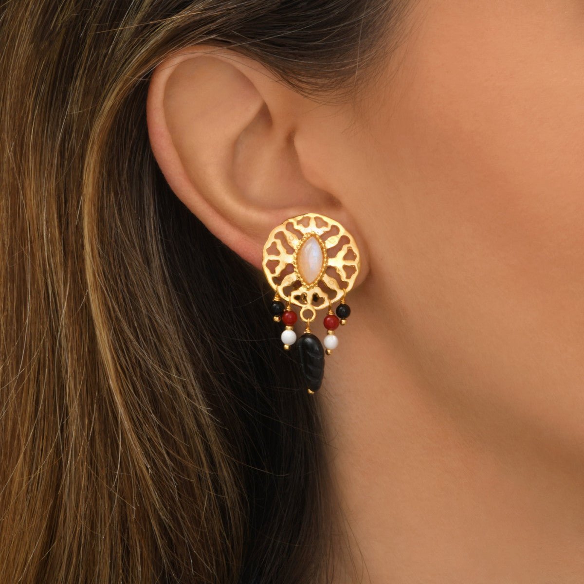 Clip-on earrings   gold-plated SATELLITE PARIS Black