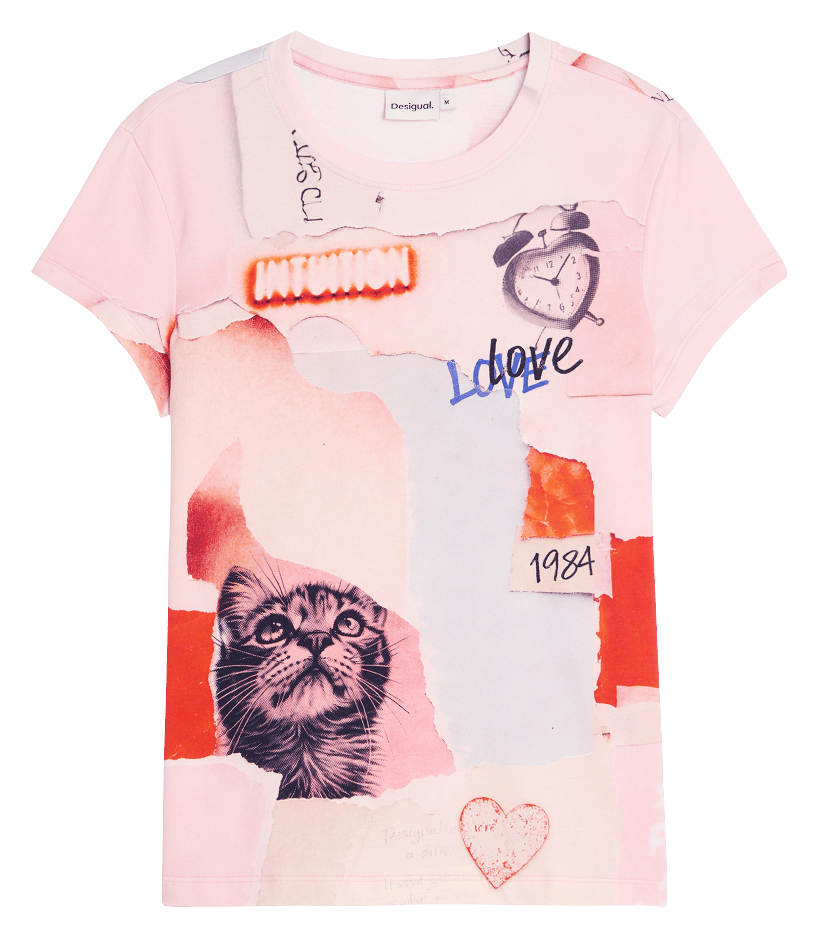 Tee-shirt droit col rond imprimé DESIGUAL Rouge