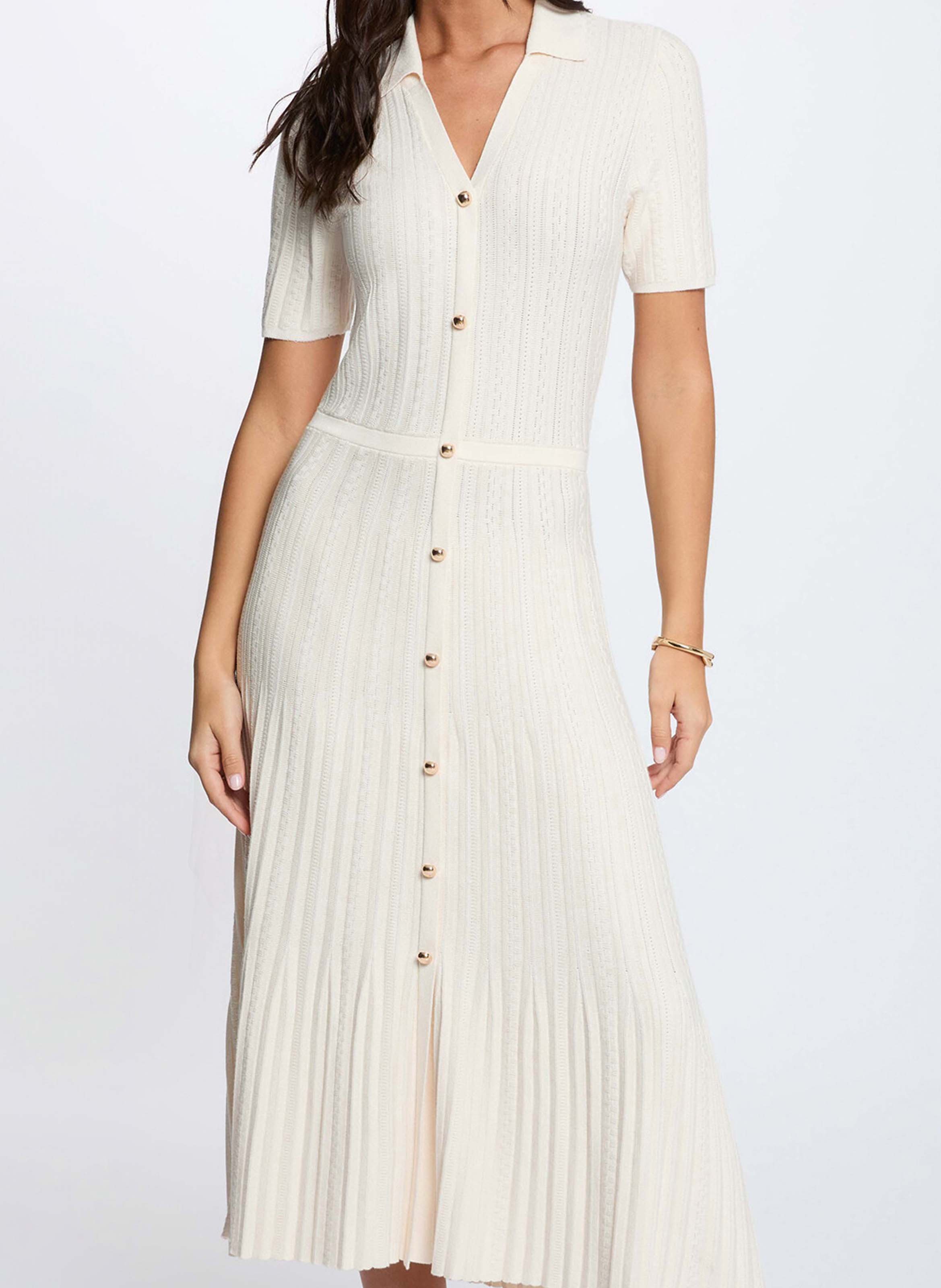 Robe midi en maille évasée MORGAN Beige