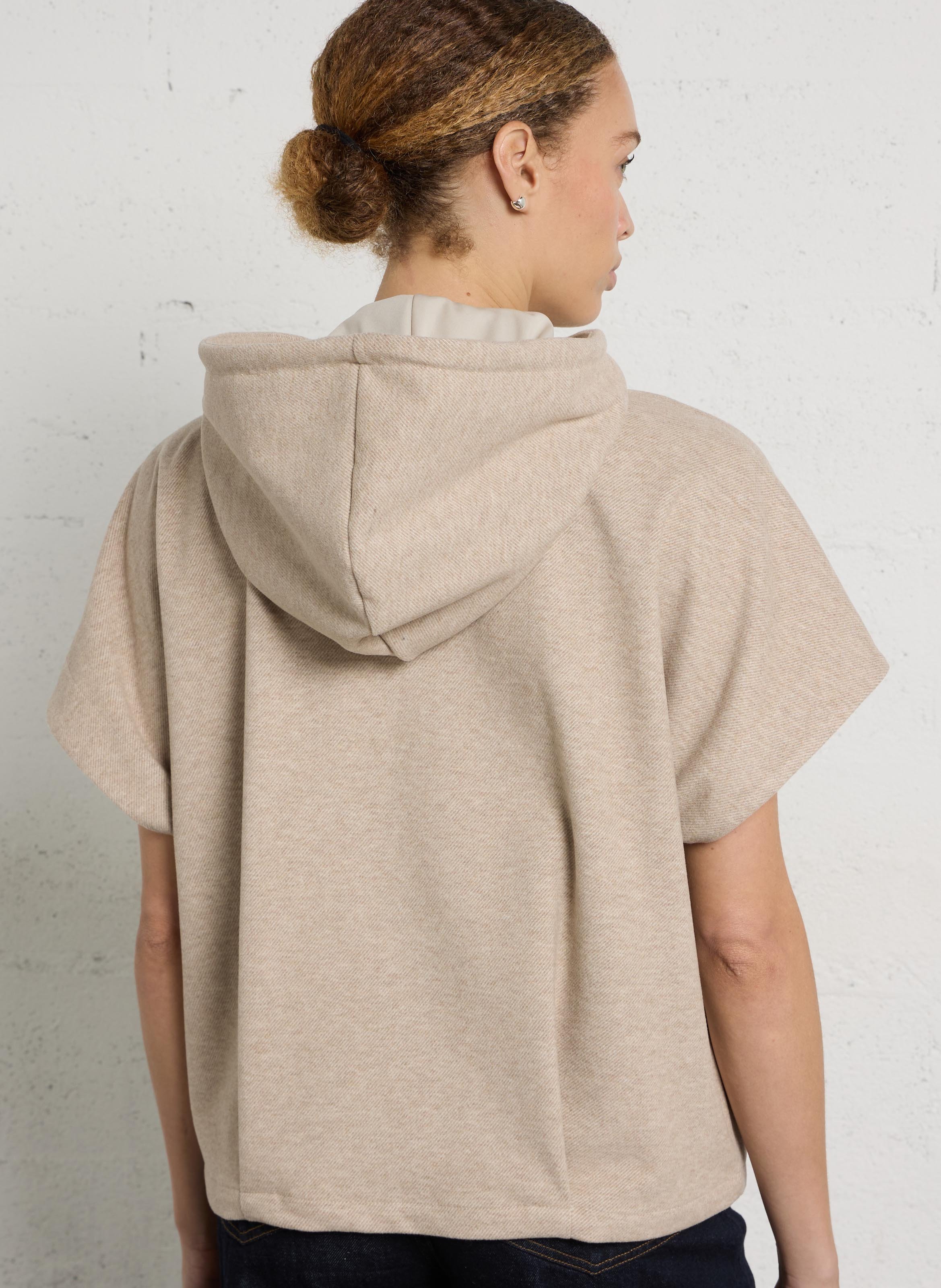 Sleeveless zippered sweatshirt PLEASE Beige