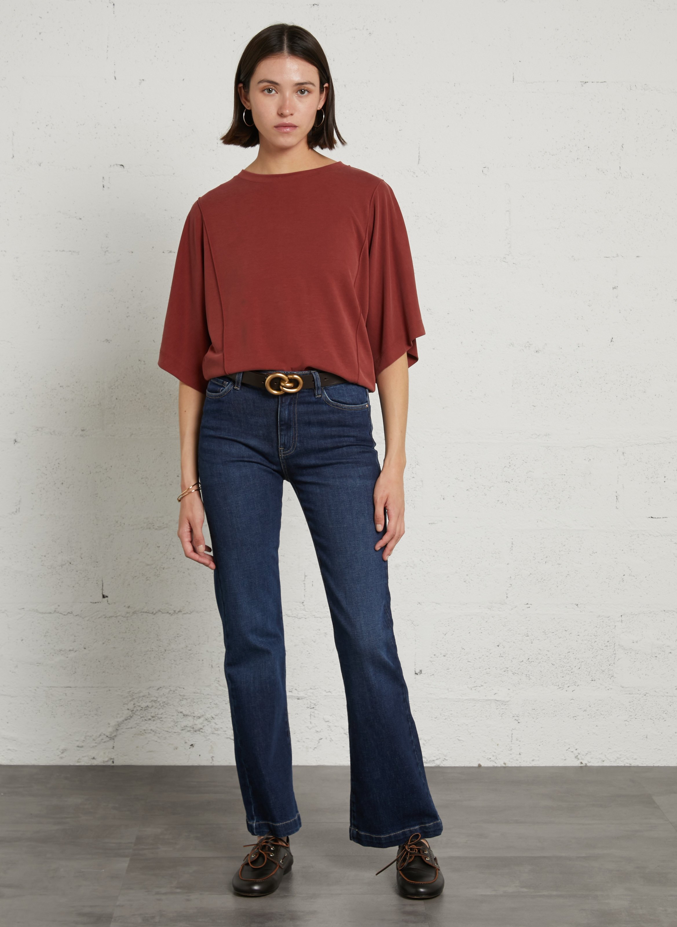 Cotton-blend bootcut jeans MAISON 123 Blue