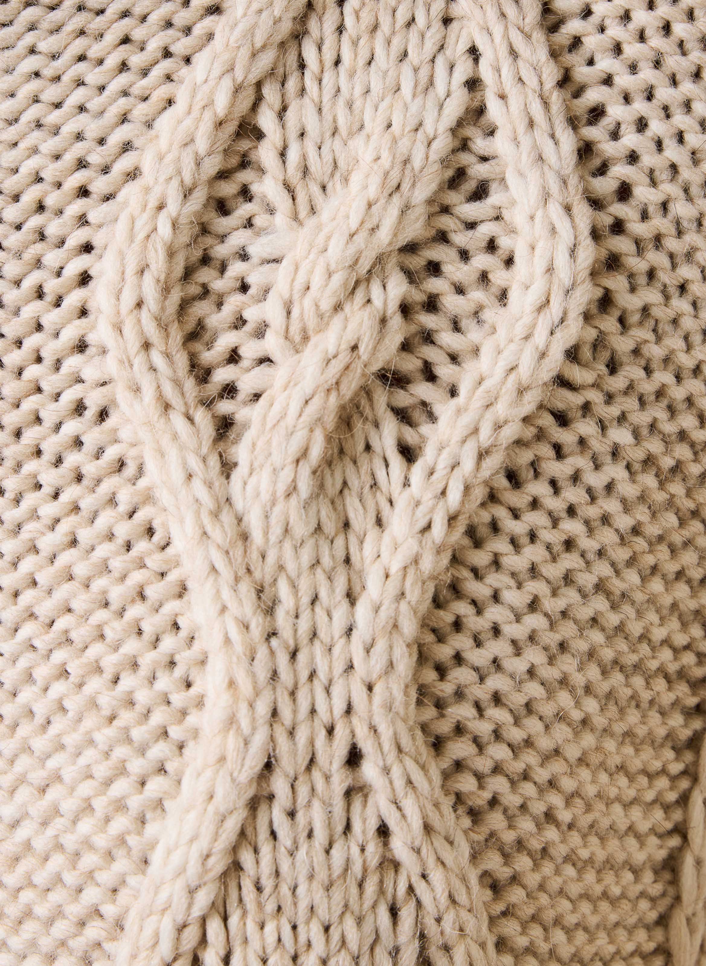 Pull sans manches ample en maille torsade LA FEE MARABOUTEE Beige