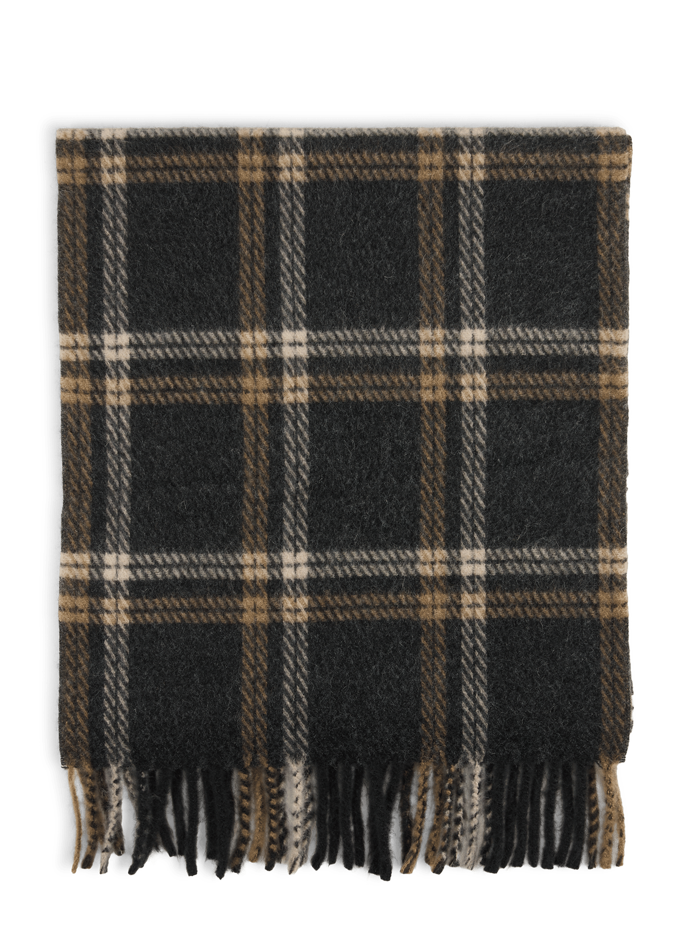 Checked scarf with fringed edges SAISON 1865 Black