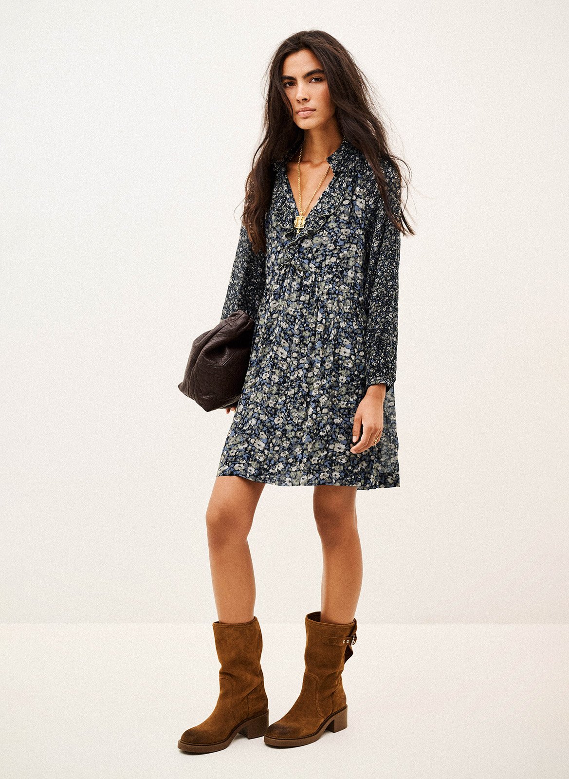 Robe courte ample imprimée BA&SH Kaki