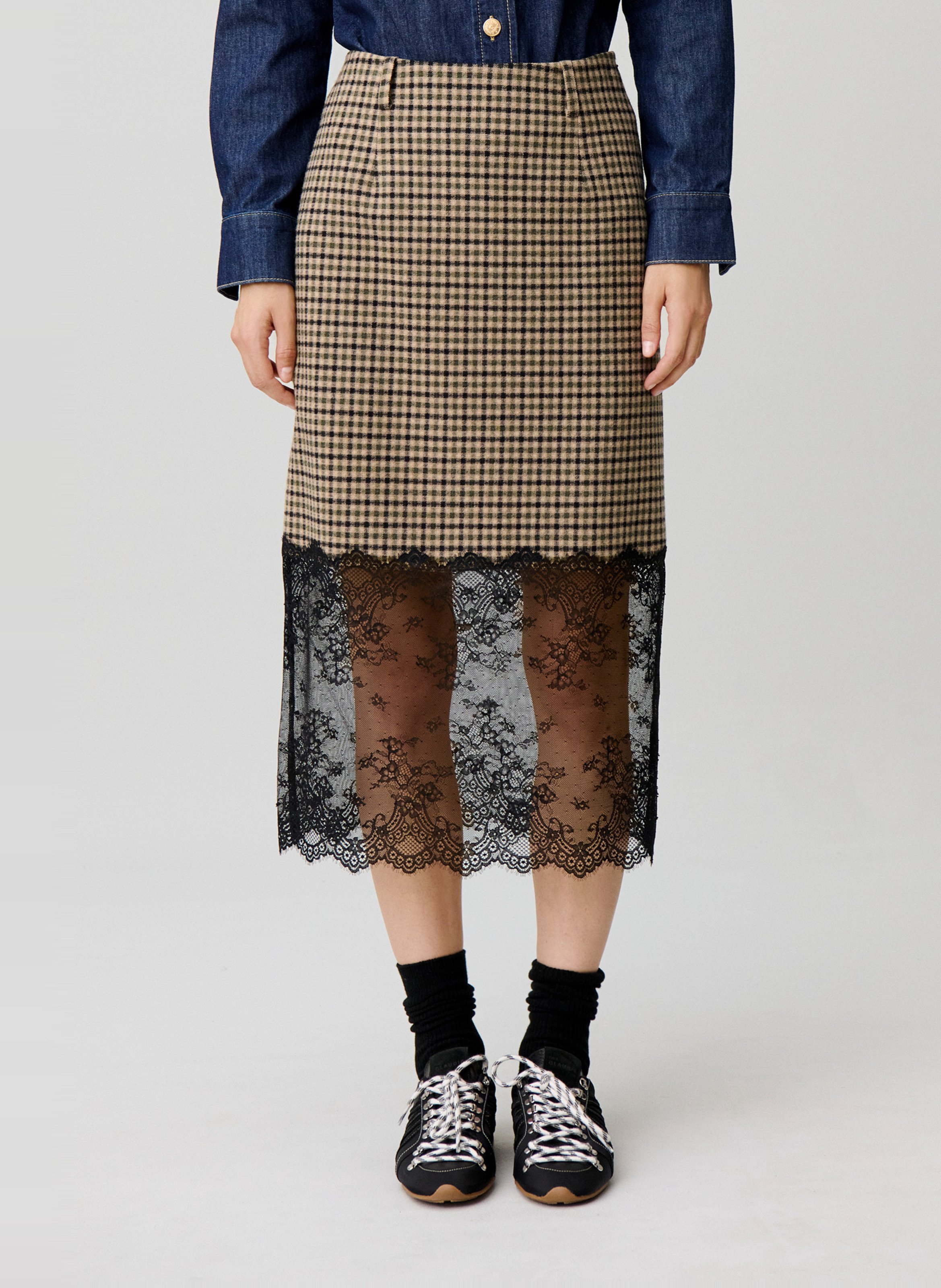 Jupe midi à détail dentelle CLAUDIE PIERLOT Multicolore