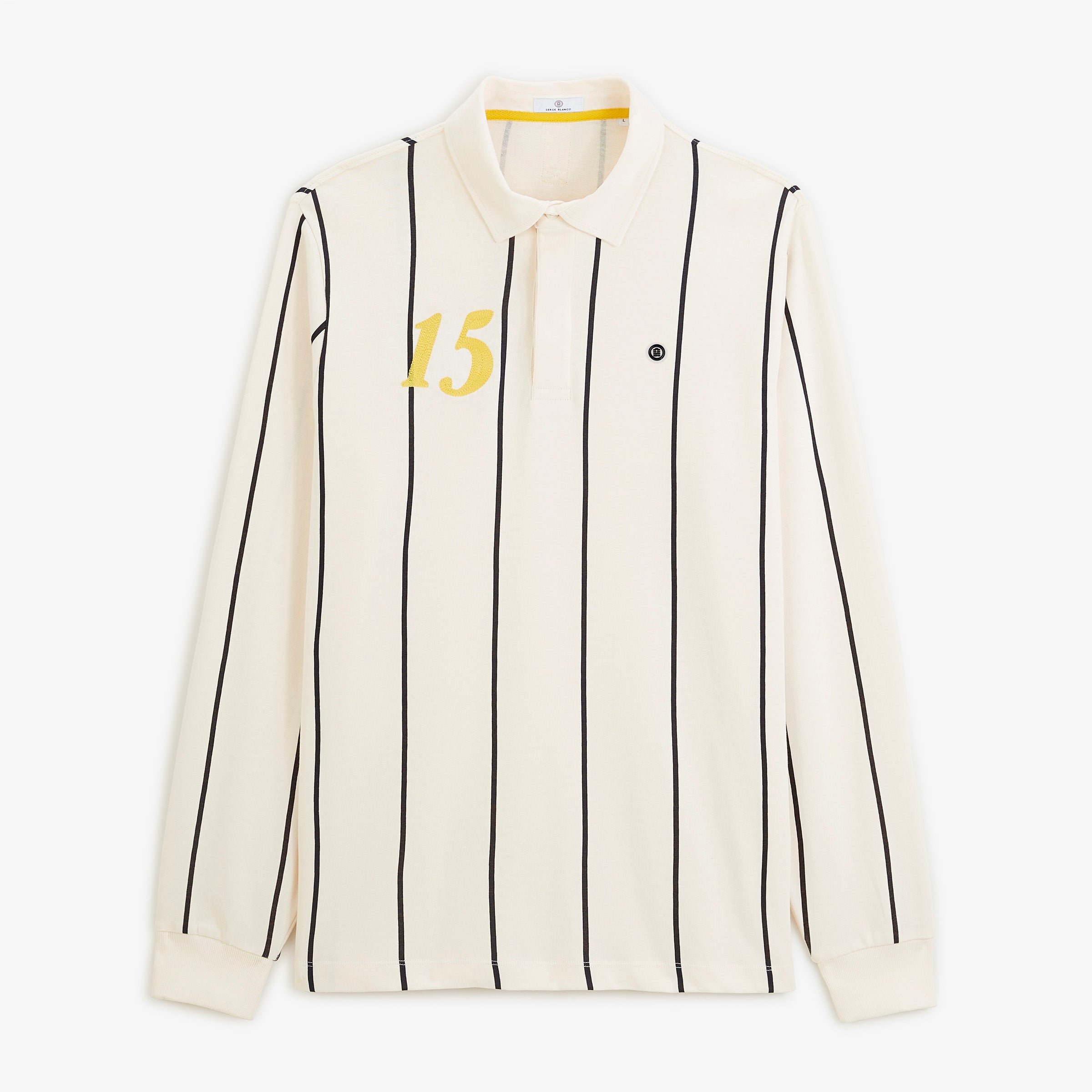 Rugby polo with long sleeves striped embroidery 15 off-white SERGE BLANCO White