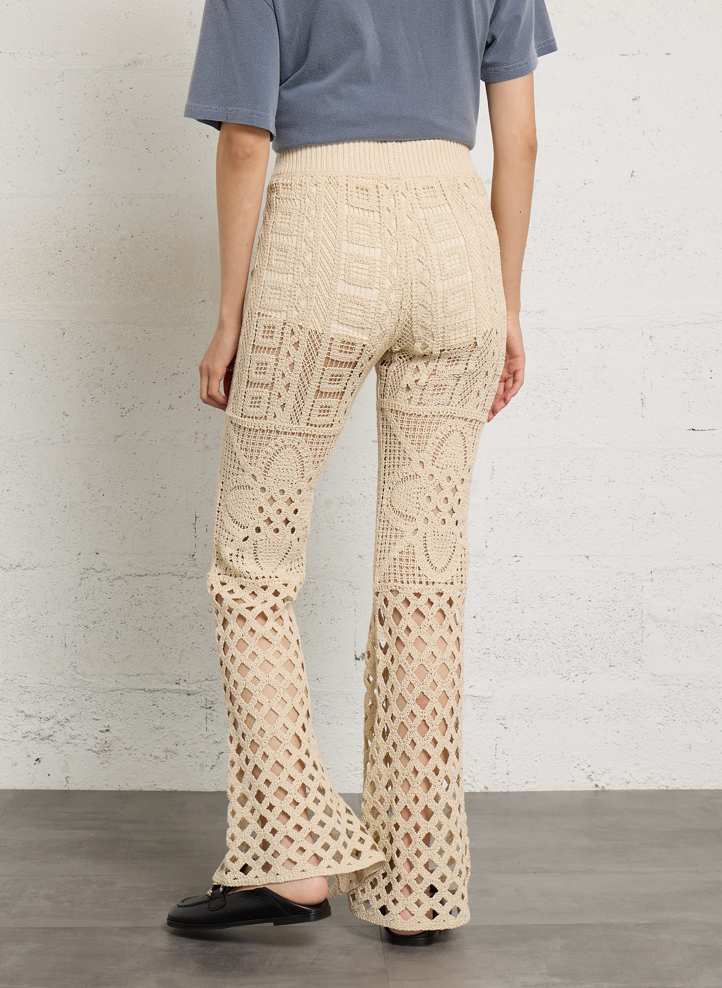 Gehaakte broek van gemengd katoen DESIGUAL Wit