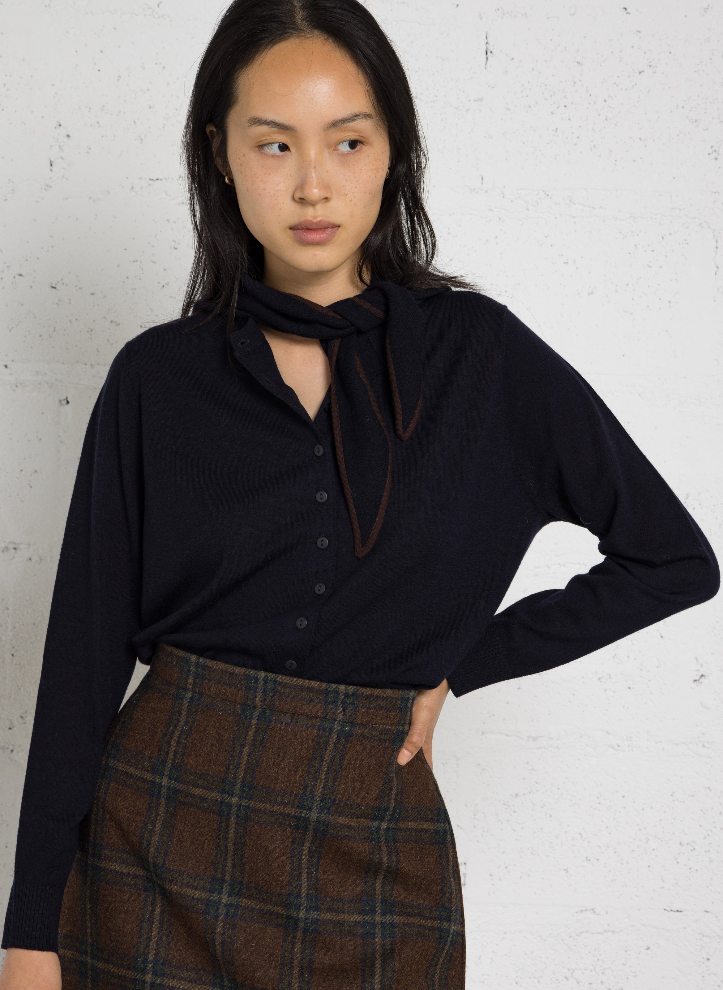 Round-neck wool cardigan THE TINY BIG SISTER Blue