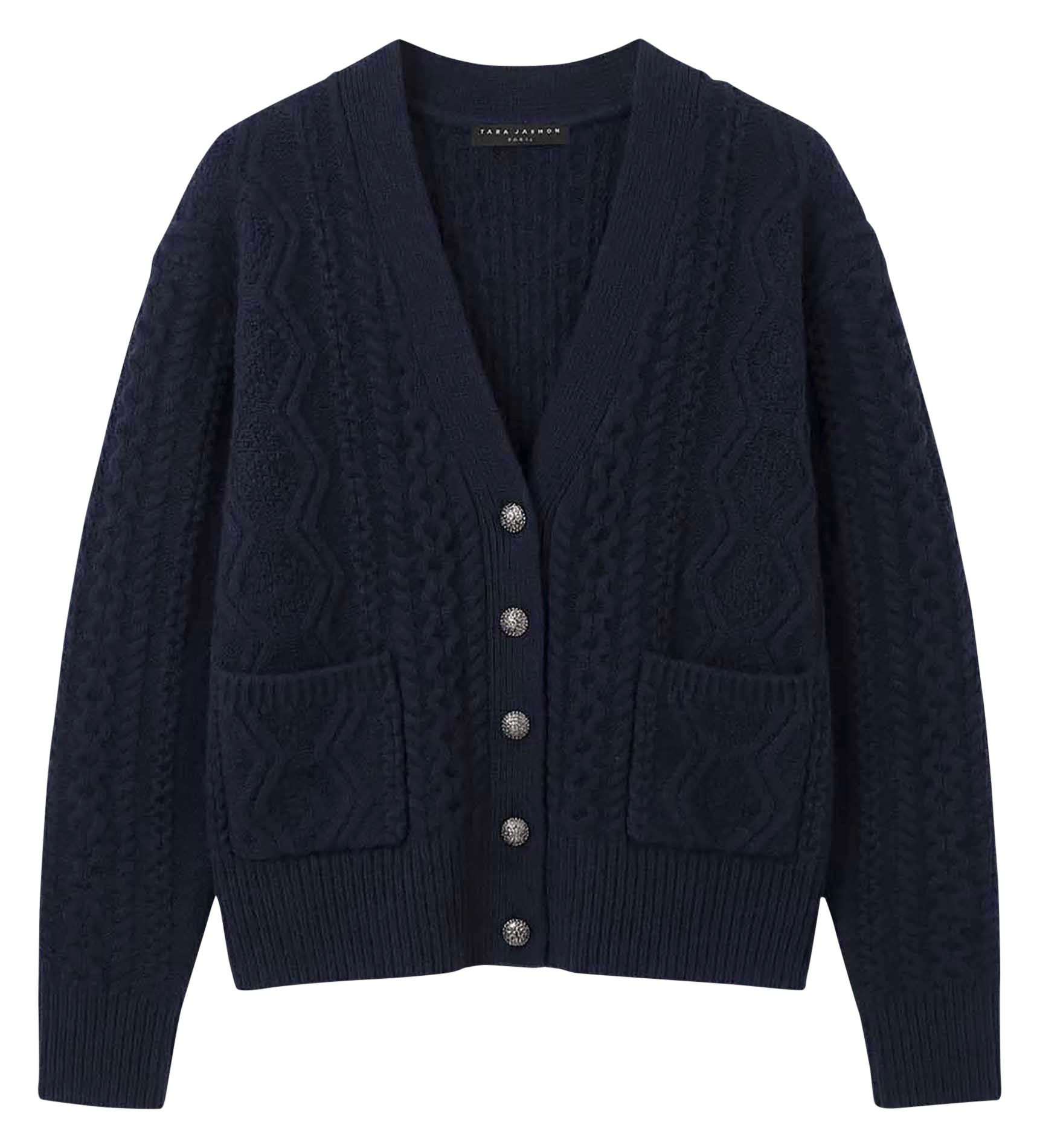 Ruimvallend vest met V-hals en knoopsluiting van wol TARA JARMON Blauw