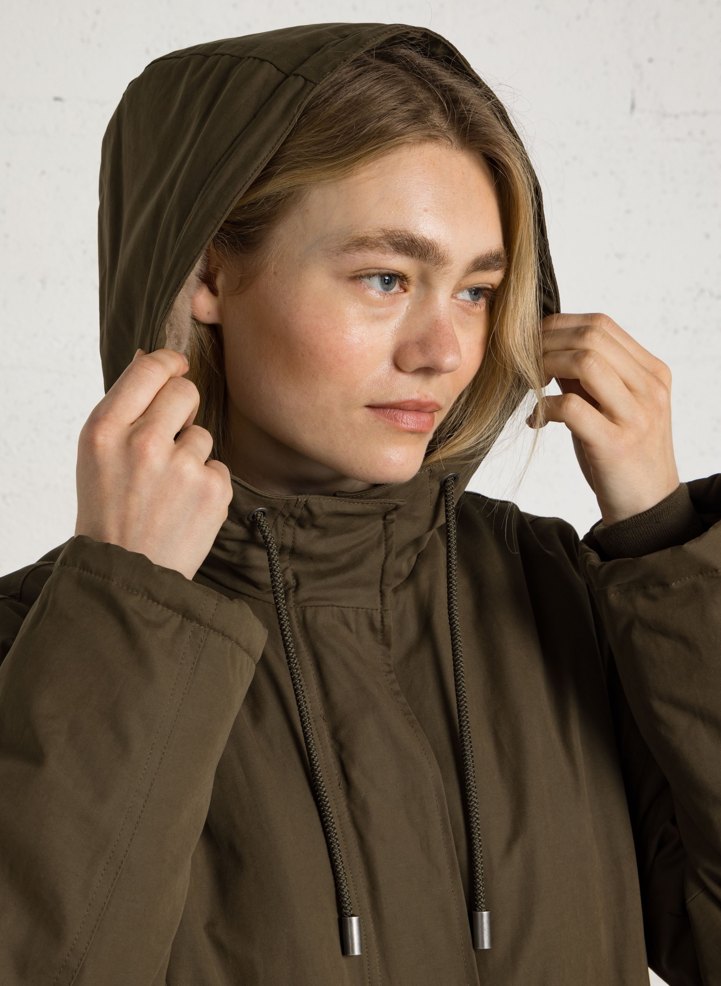 Manteau droit col montant HARTFORD Kaki