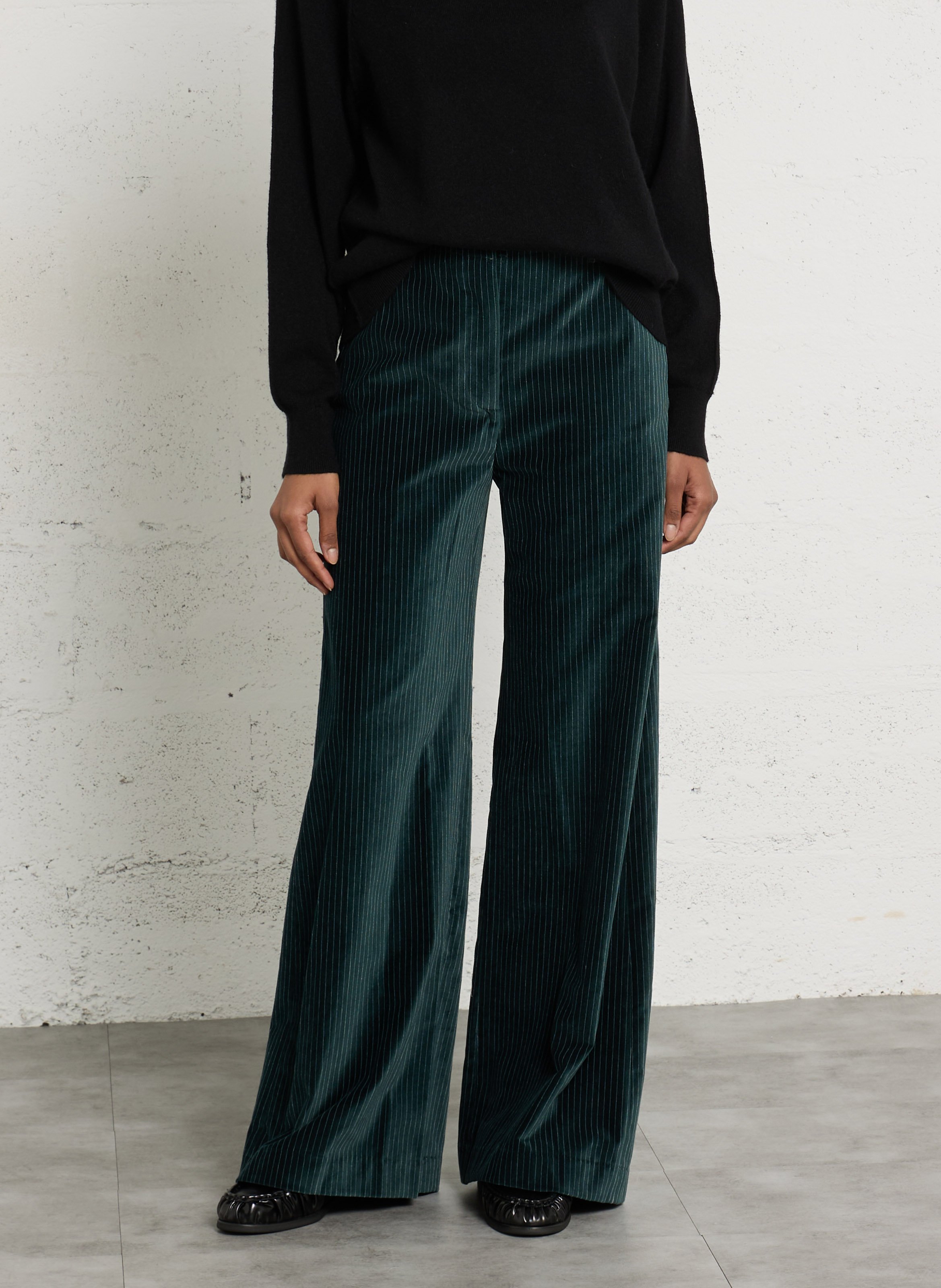 Gerade geschnittene Velours-Hose aus Baumwollmischung DIEGA Schwarz