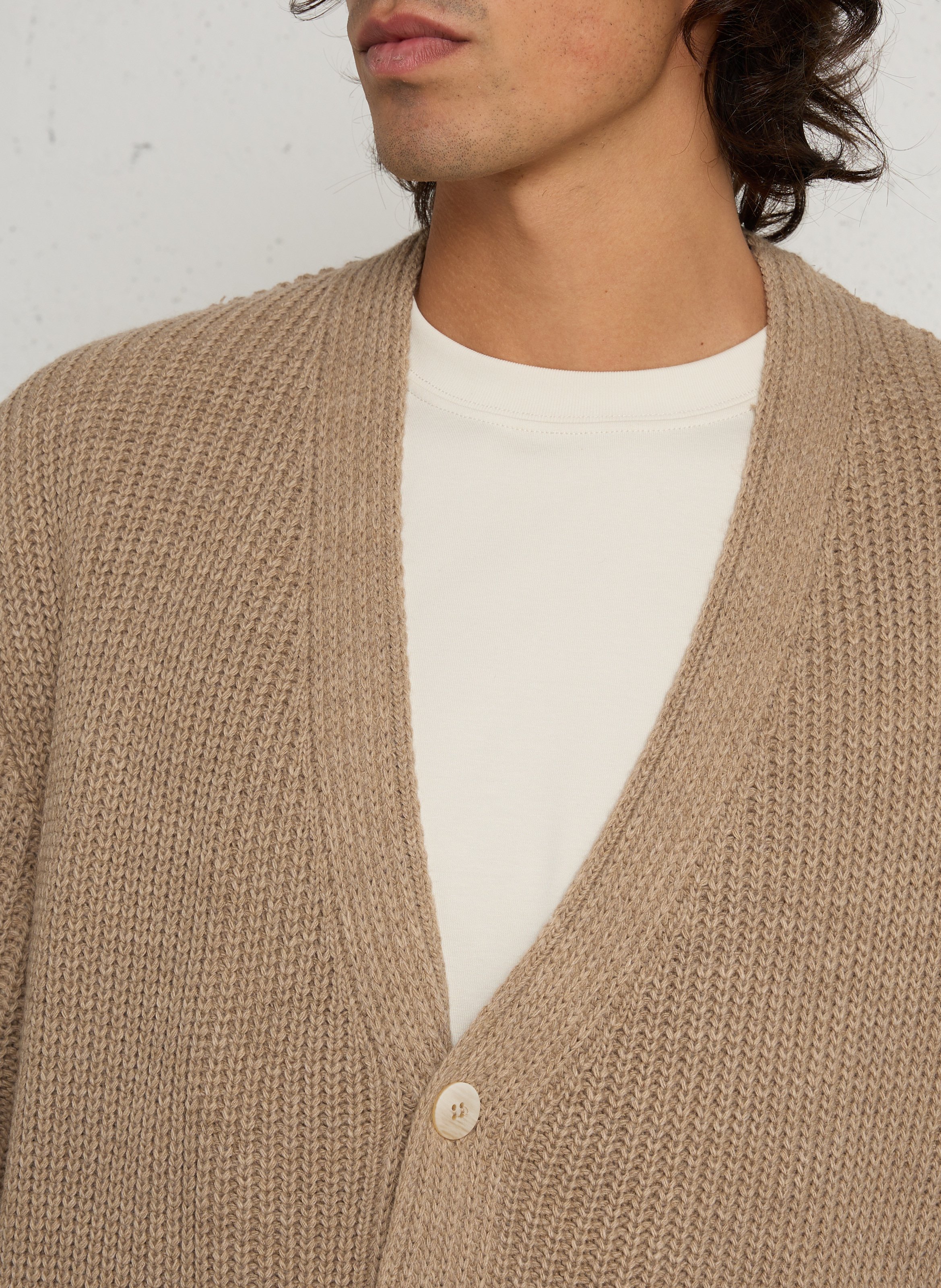 Cardigan oversize col V IMPERIAL Beige