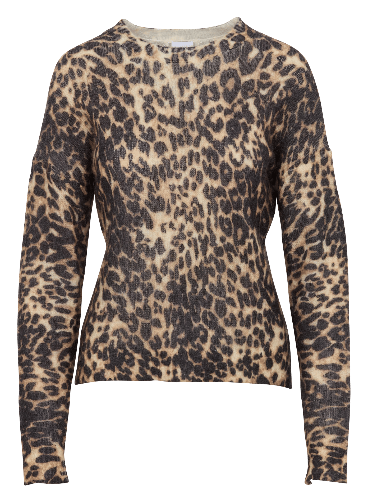 Gerade geschnittener Rundhalspullover mit Animal-Print aus Wollmischung. IKKS Braun