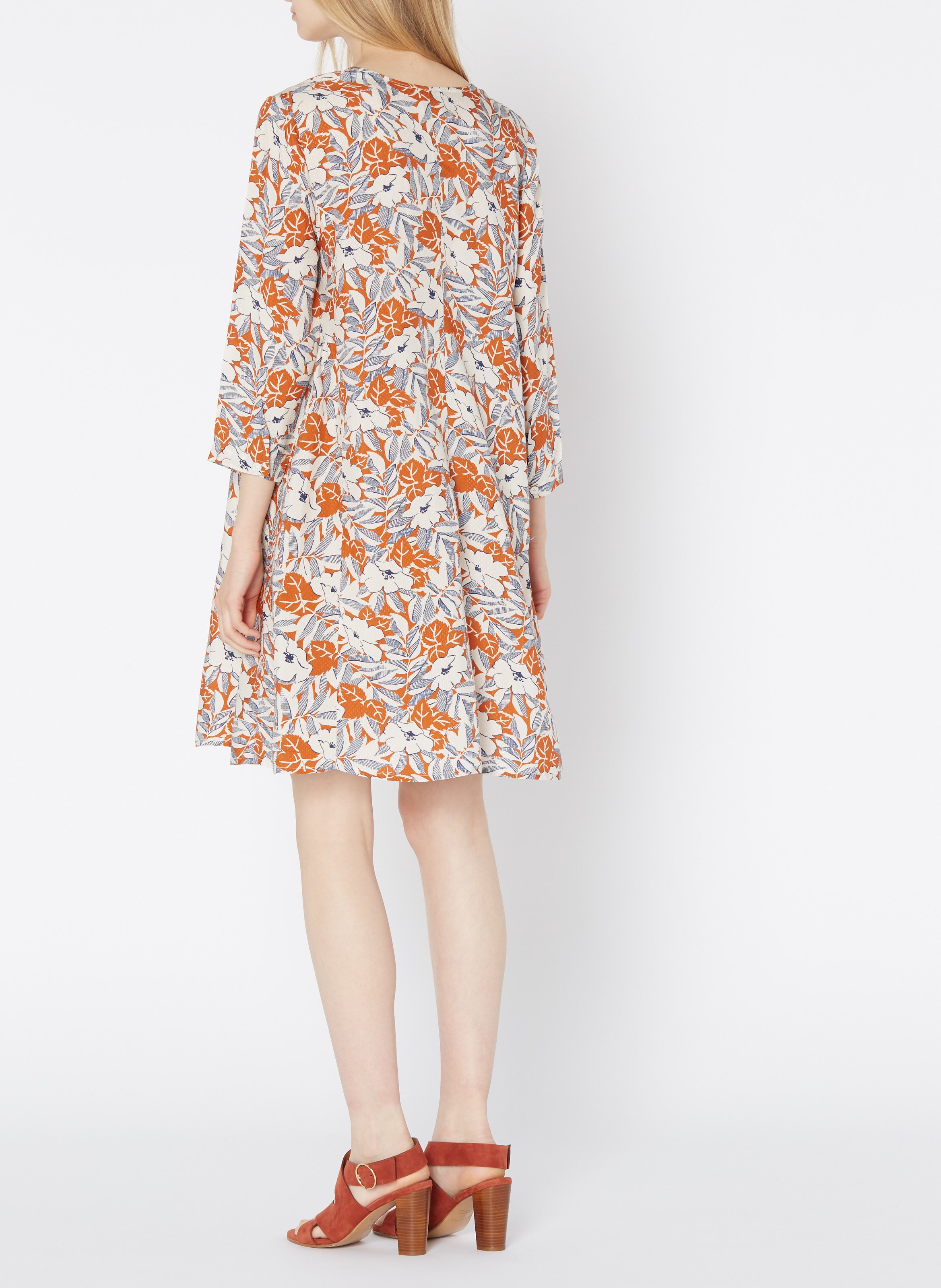 Robe courte imprimée en jacquard ATTIC AND BARN Orange