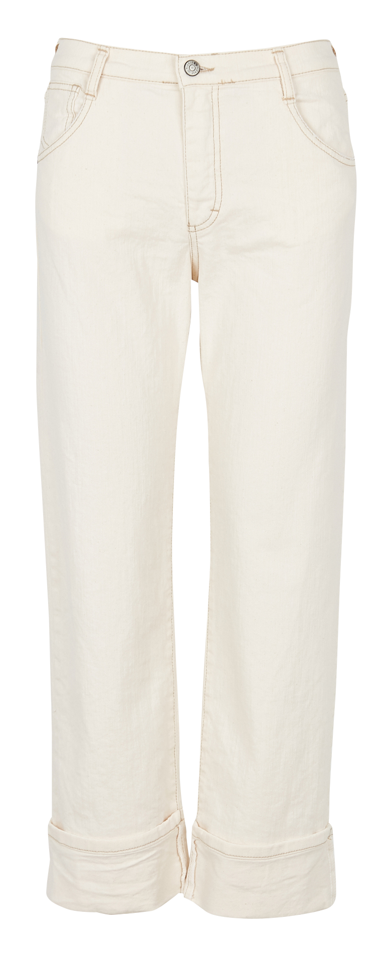 Straight hemmed cotton-blend jeans PLEASE Beige