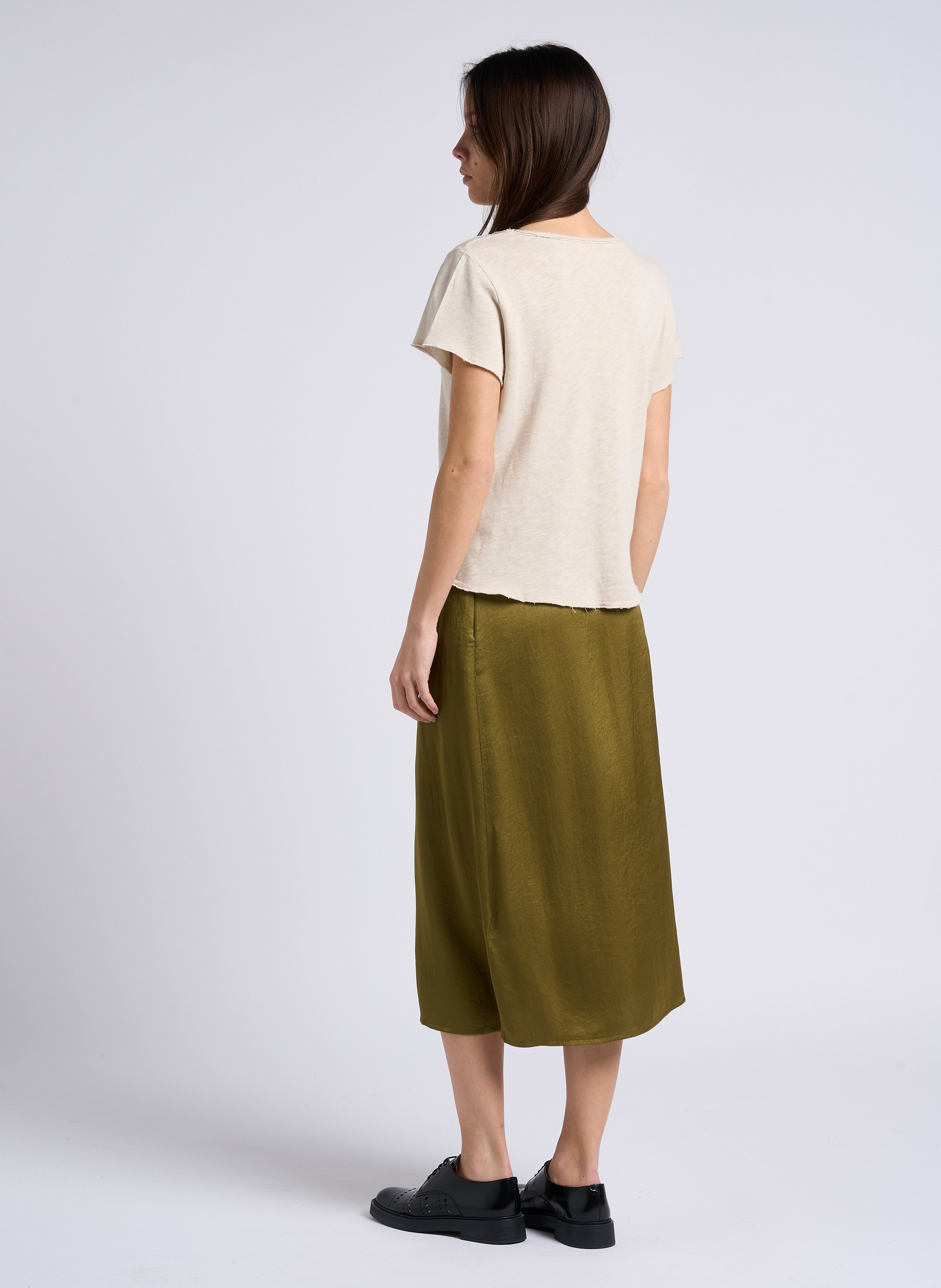 Tee-shirt droit col V en coton AMERICAN VINTAGE Beige