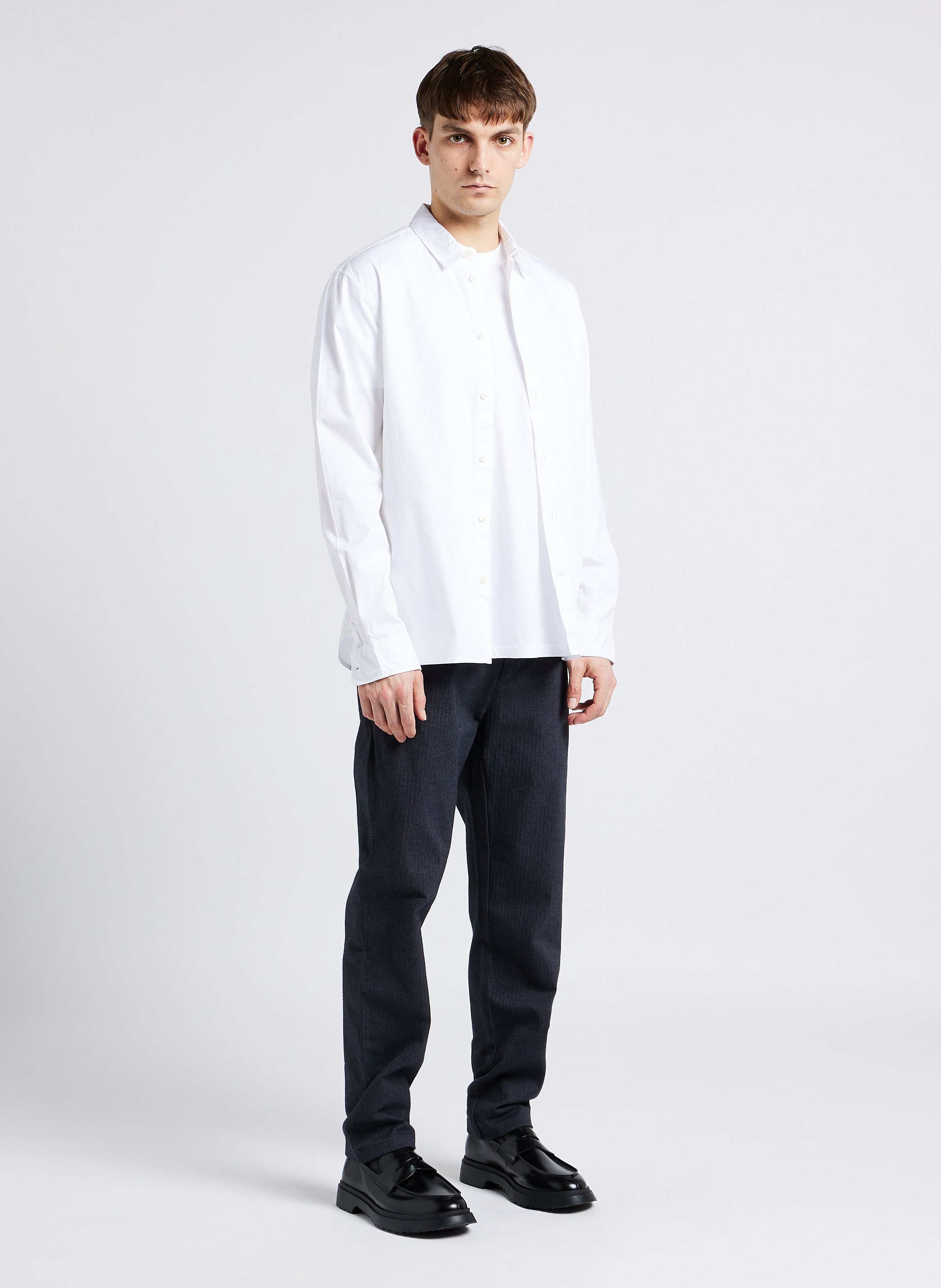 Chemise droite col classique en coton bio KNOWLEDGE COTTON APPAREL Blanc