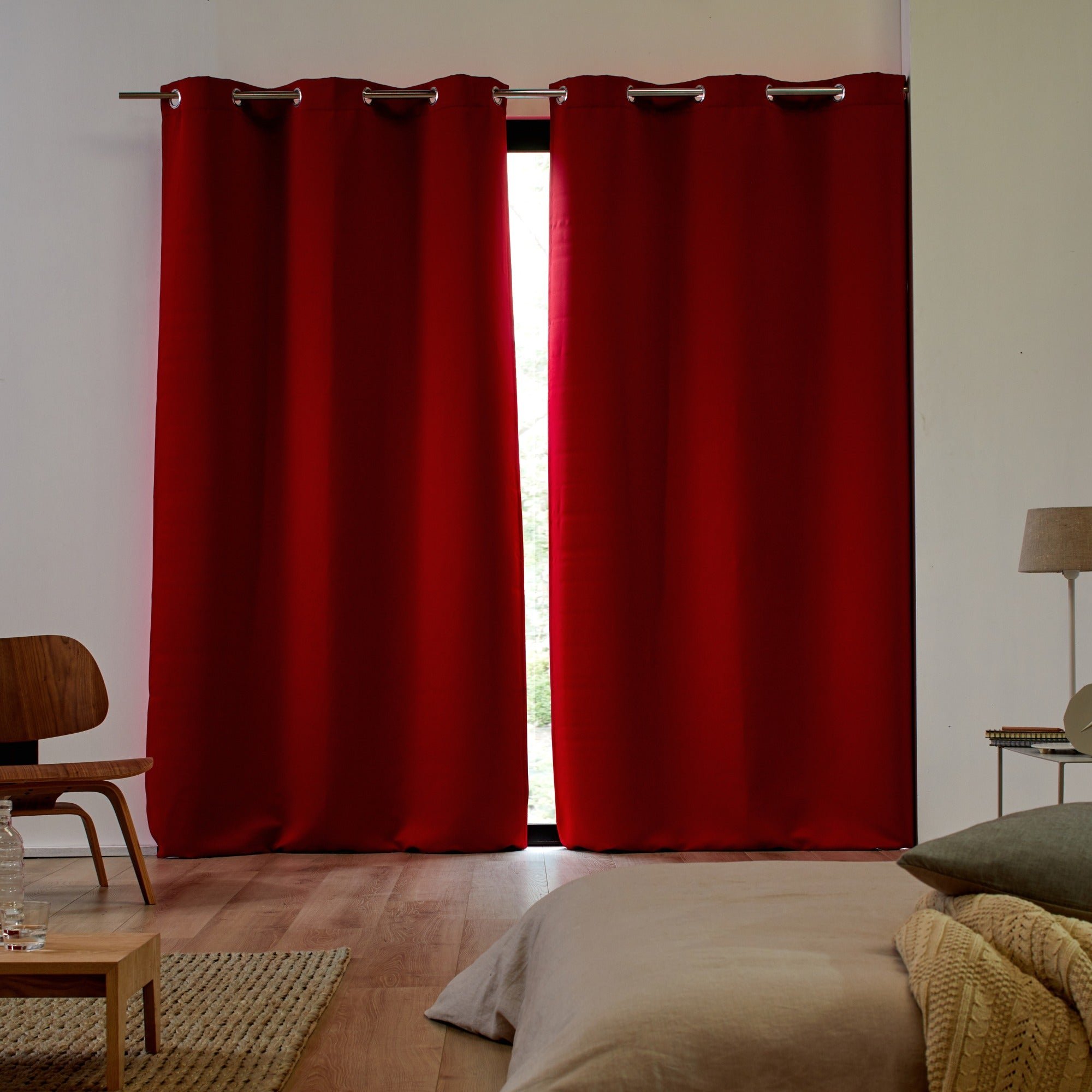 Pack of 2 blackout curtains with eyelets MADURA Red