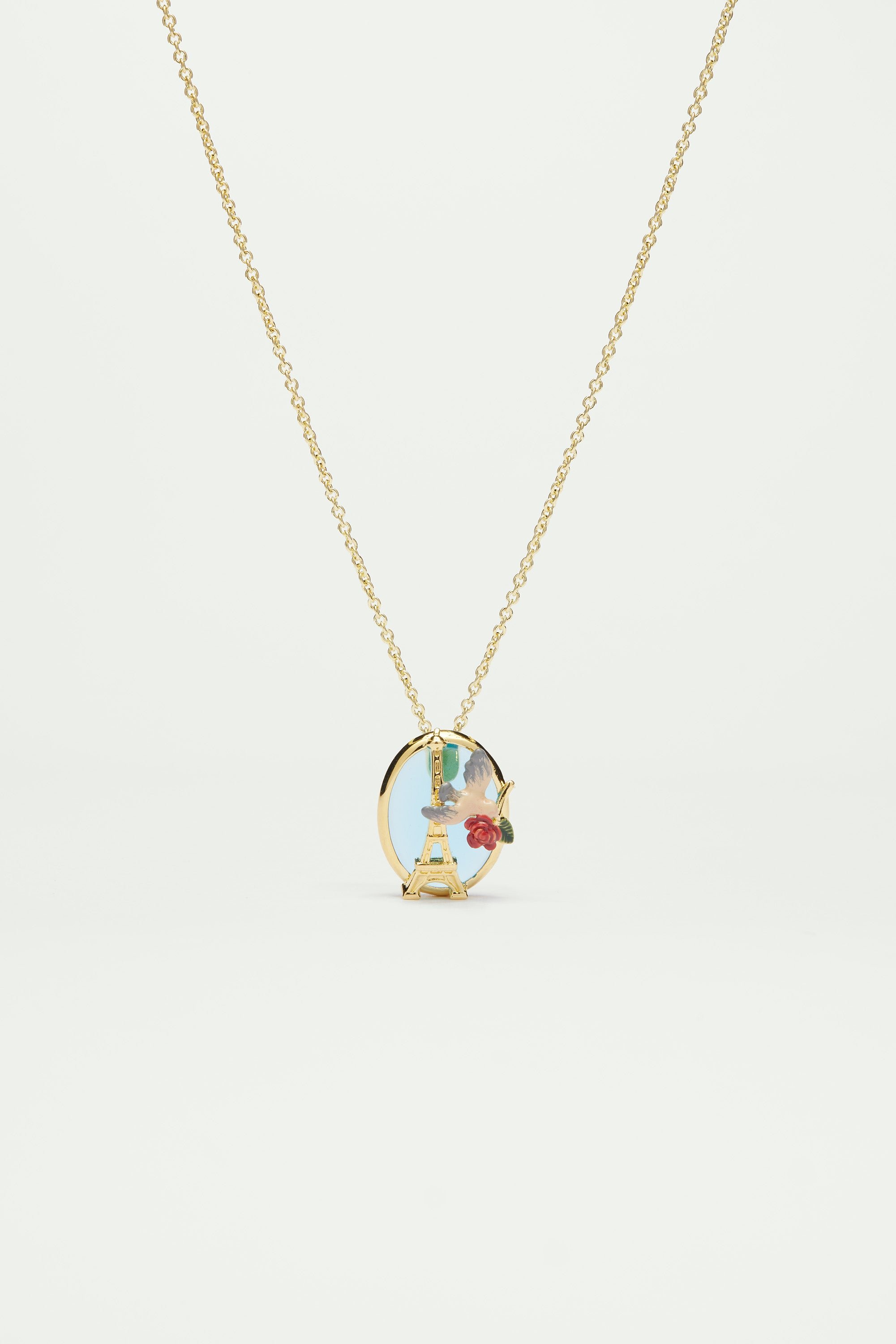 Collier pendentif tour eiffel, moineau et LES NEREIDES Multicolore