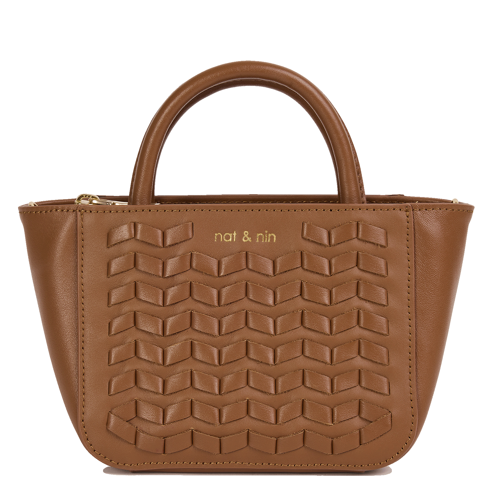 Mini sac bandoulière en cuir tressé NAT & NIN Marron