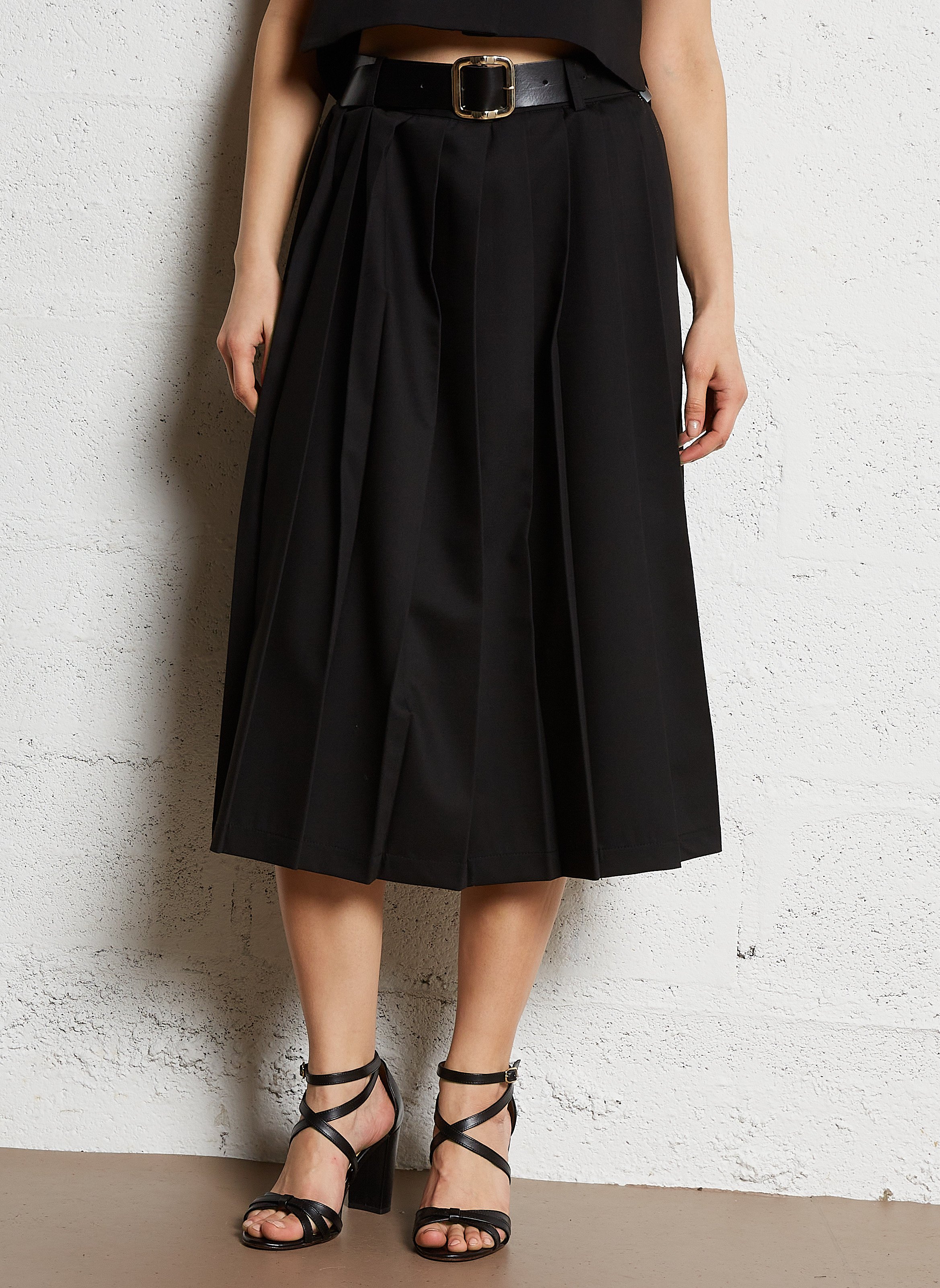 Halflange jurk met plooien en tie-dye-print IMPERIAL Zwart