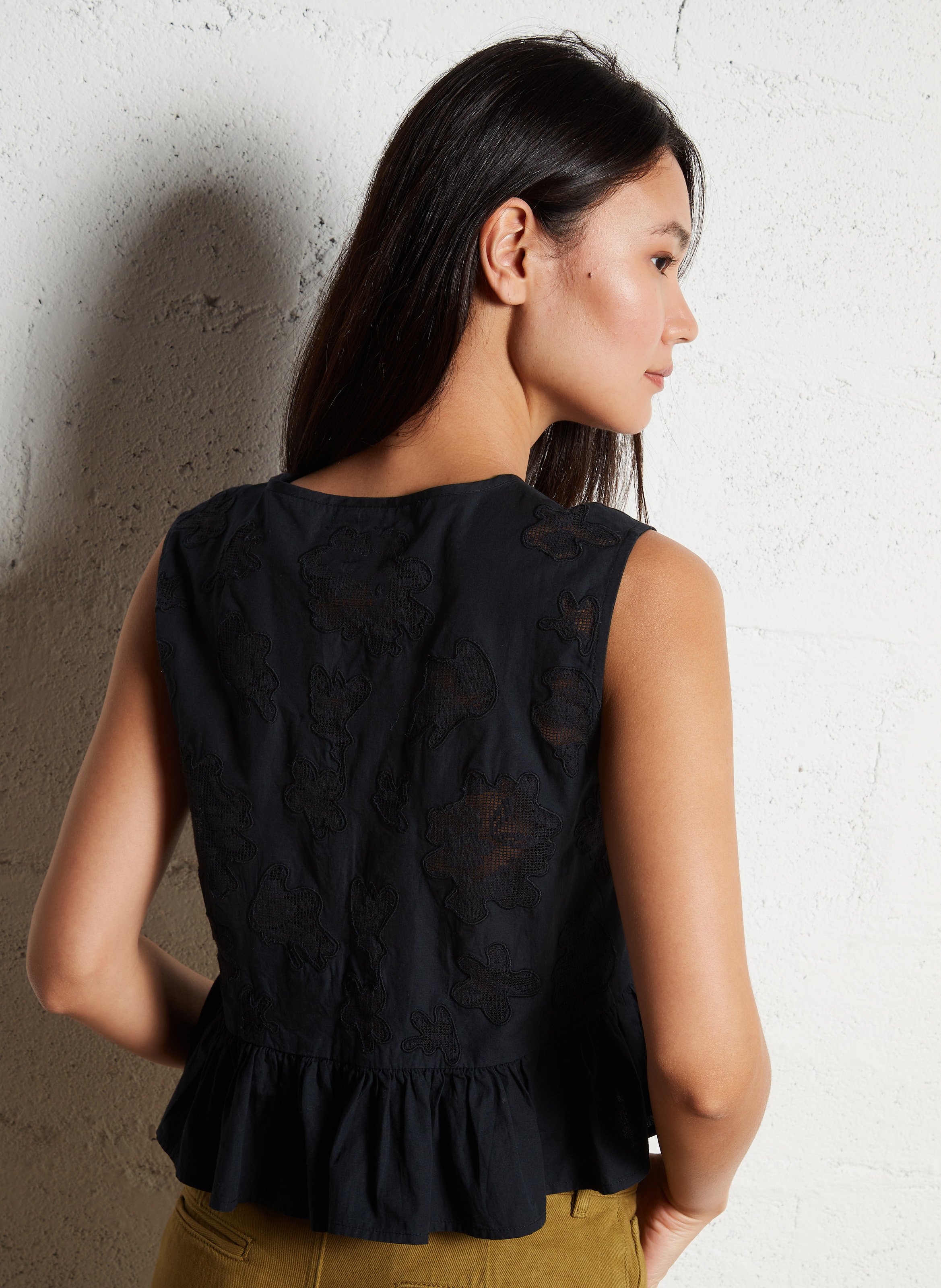 Aimee dotted Swiss top BELLEROSE Black