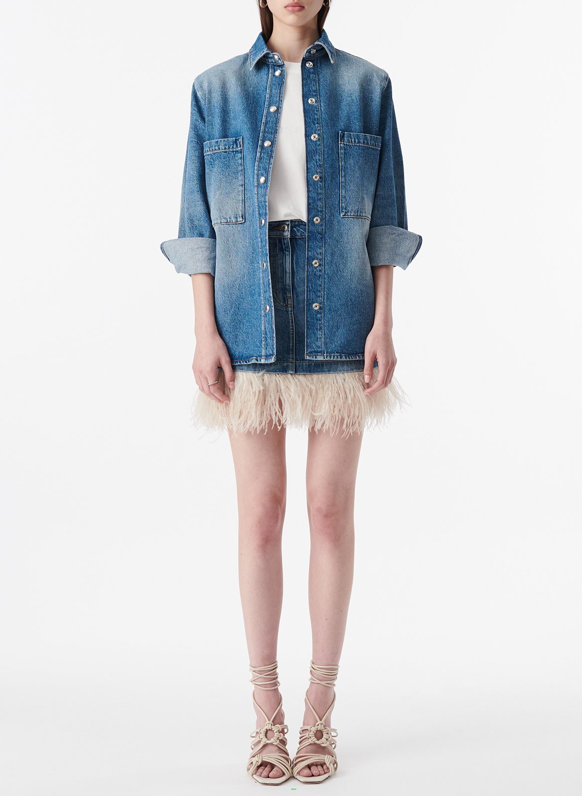 Shirt with classic collar in blended cotton denim IRO Blue