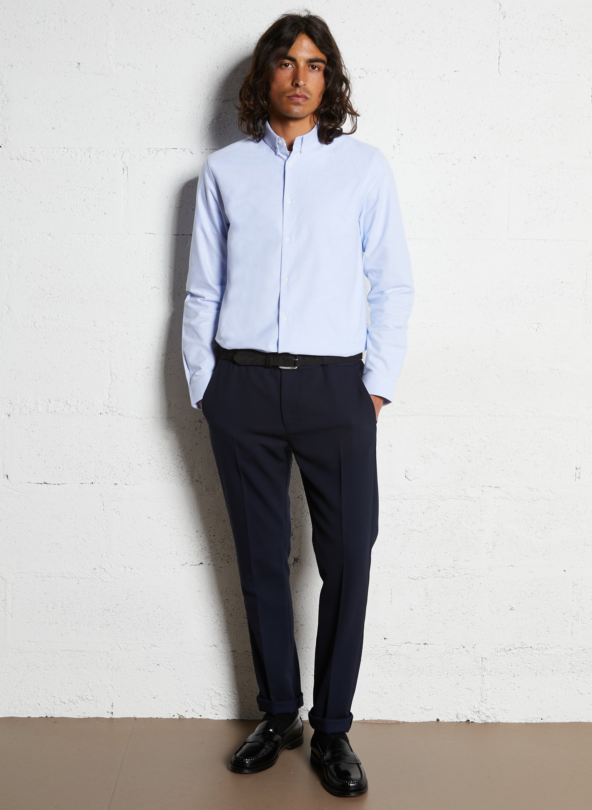 Einfarbiges, gerade geschnittenes Hemd IKKS Blau