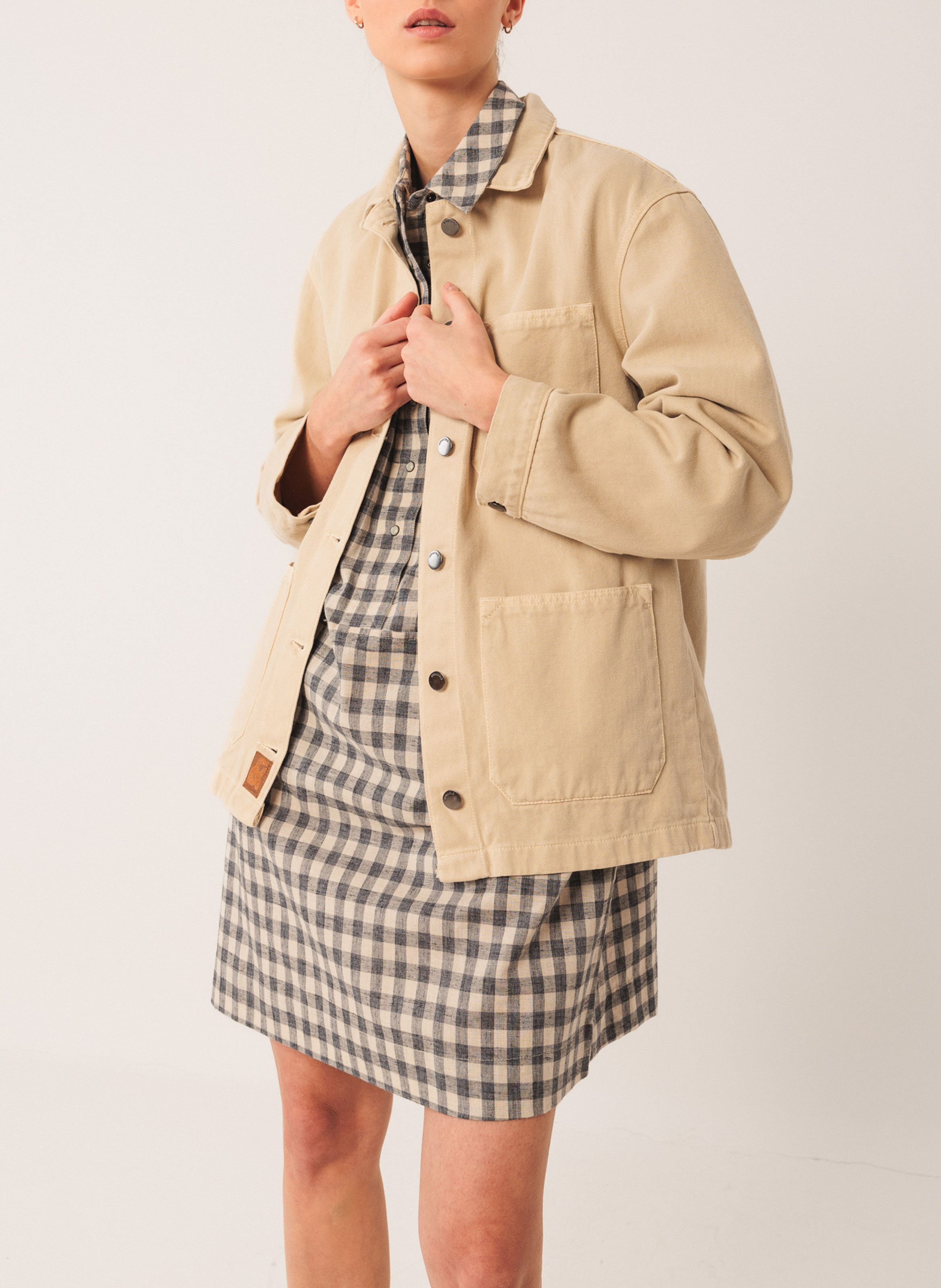 Oversized shirt with classic collar in cotton INDI & COLD Beige