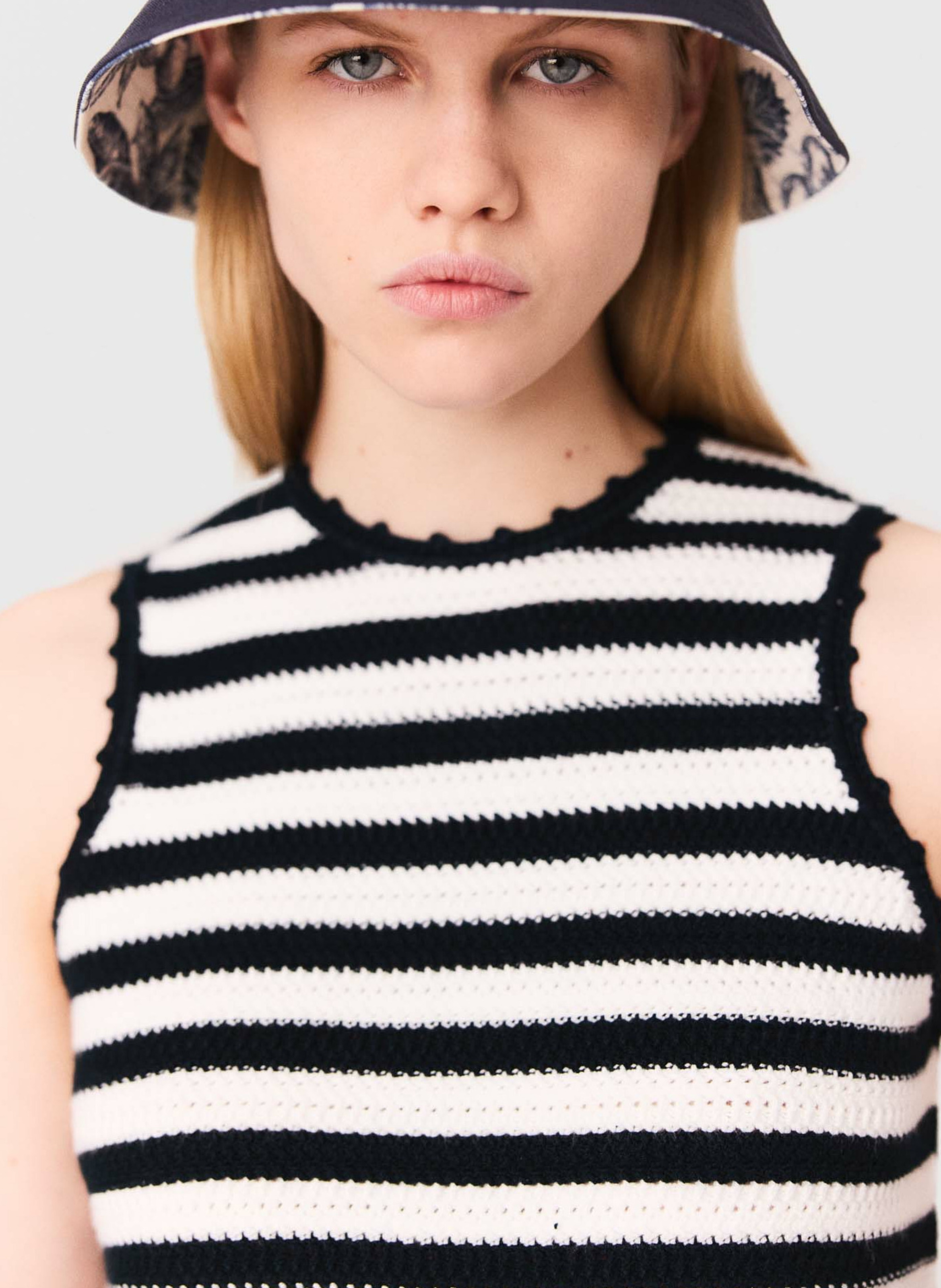 Débardeur rayé en maille MAJE Blanc