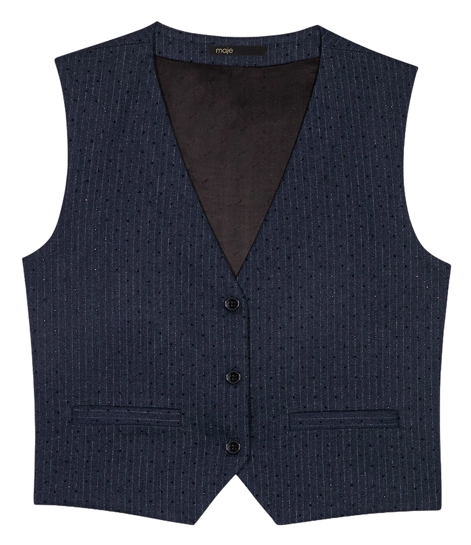 Gilet ajusté à fines rayures MAJE Bleu