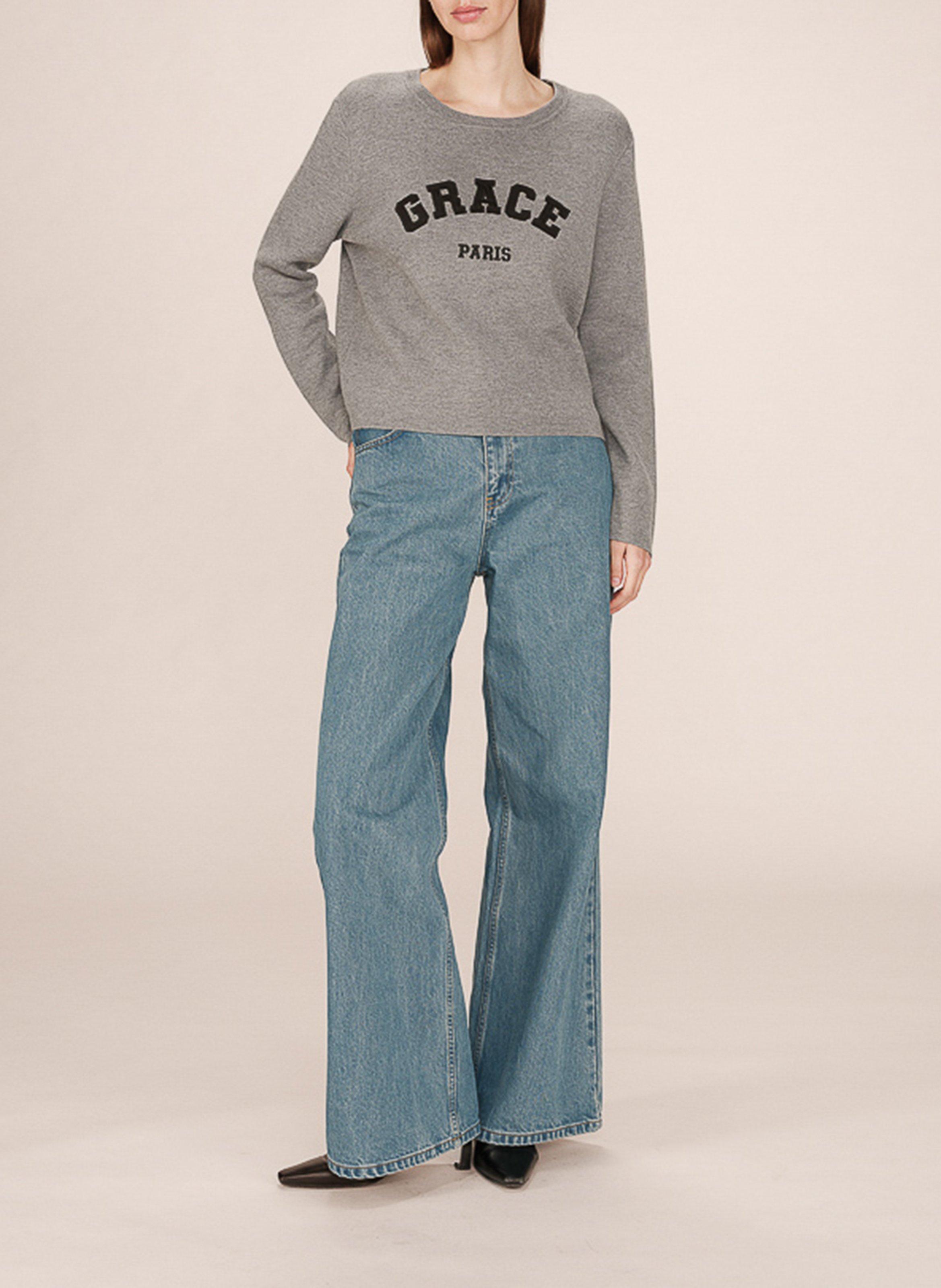 Kurzärmliger Pullover mit Rundhalsausschnitt GRACE ET MILA Silber