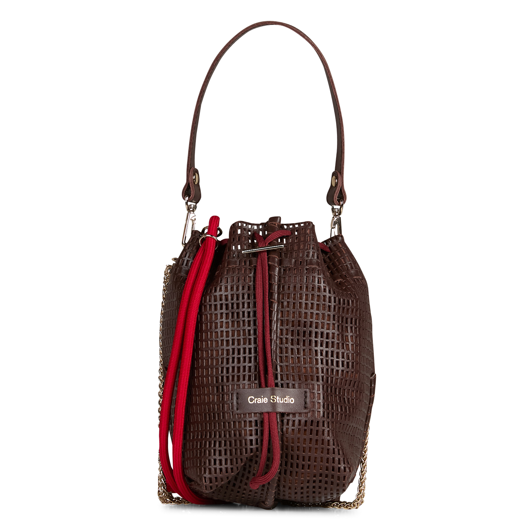 Sac bourse en cuir ajouré CRAIE STUDIO Marron