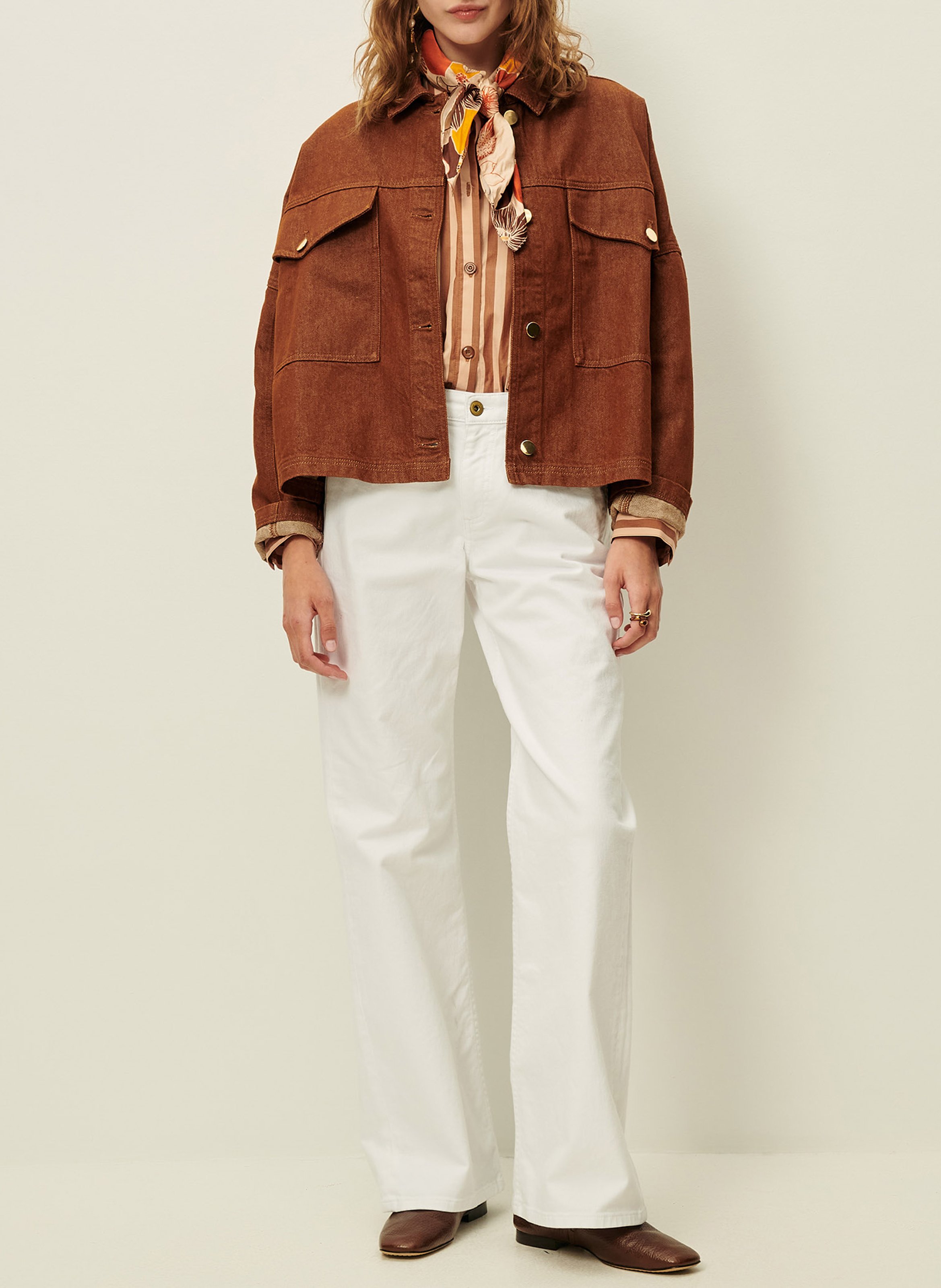 Surchemise ample unie en coton SESSUN Marron