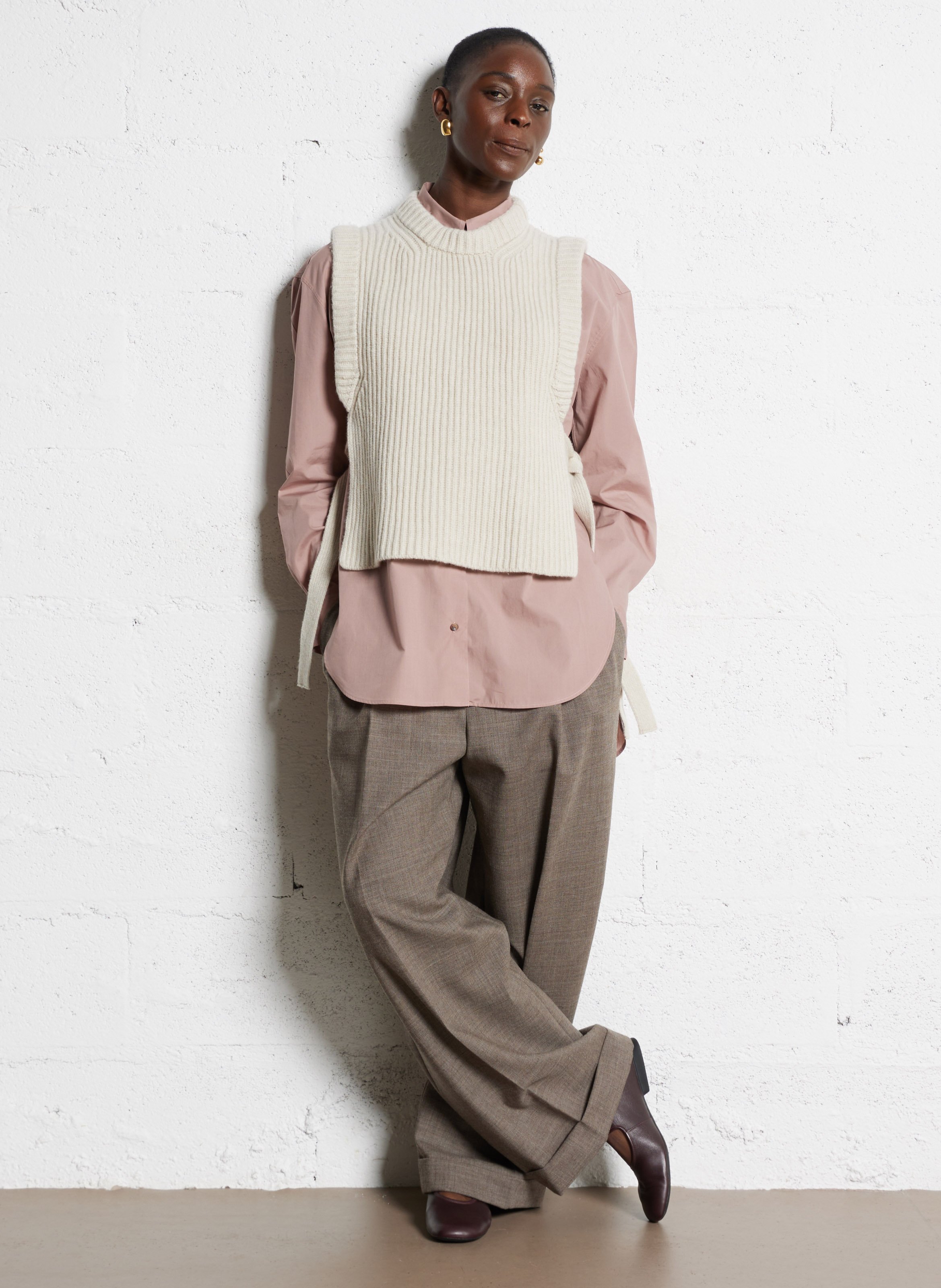 Plastron col rond en laine SOEUR Beige