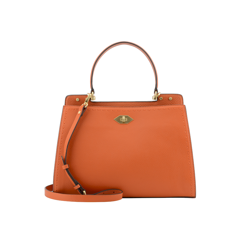 Handbag - cowhide leather POURCHET Orange