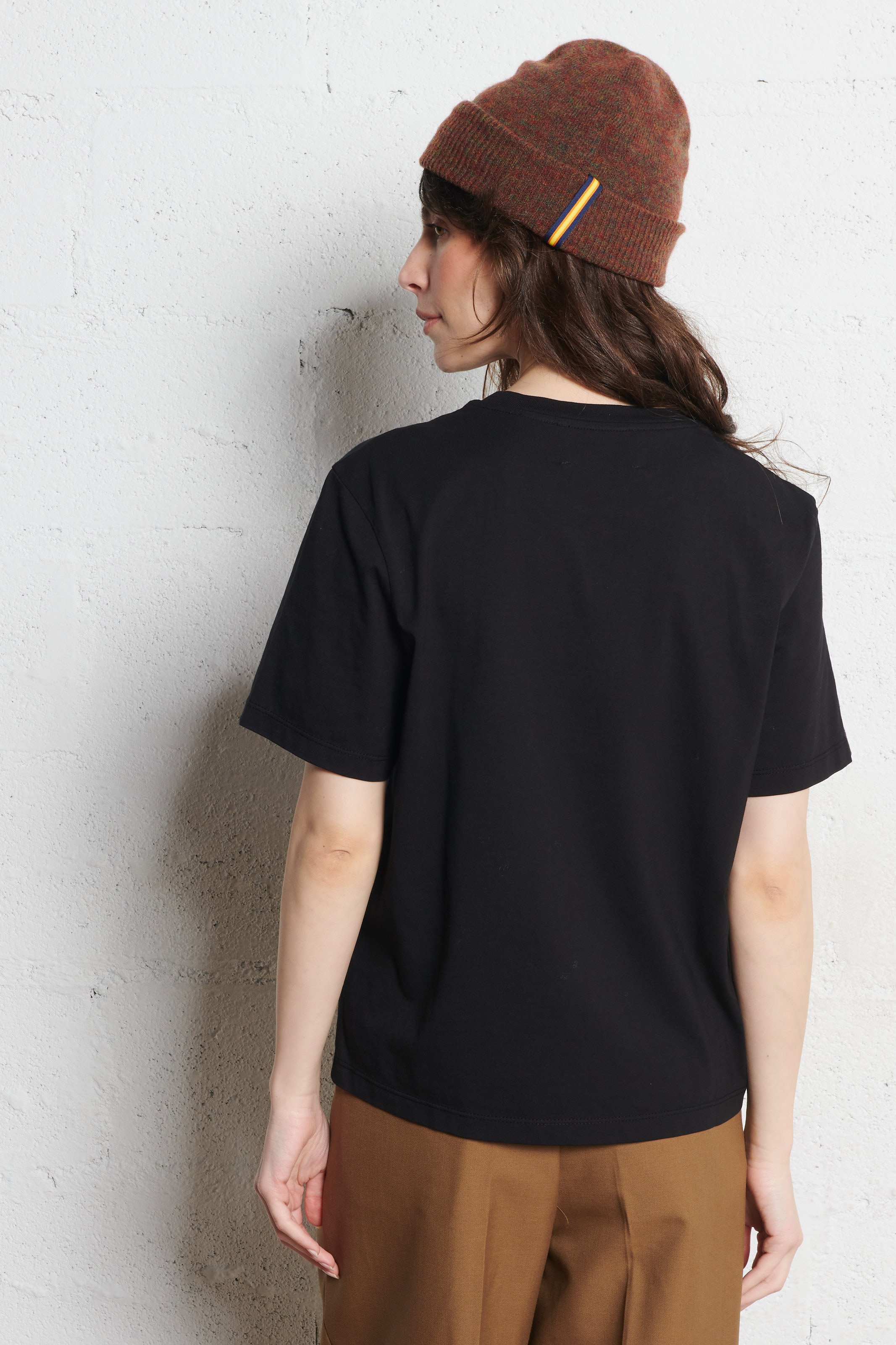 Tee-shirt droit col rond en coton BERENICE Noir