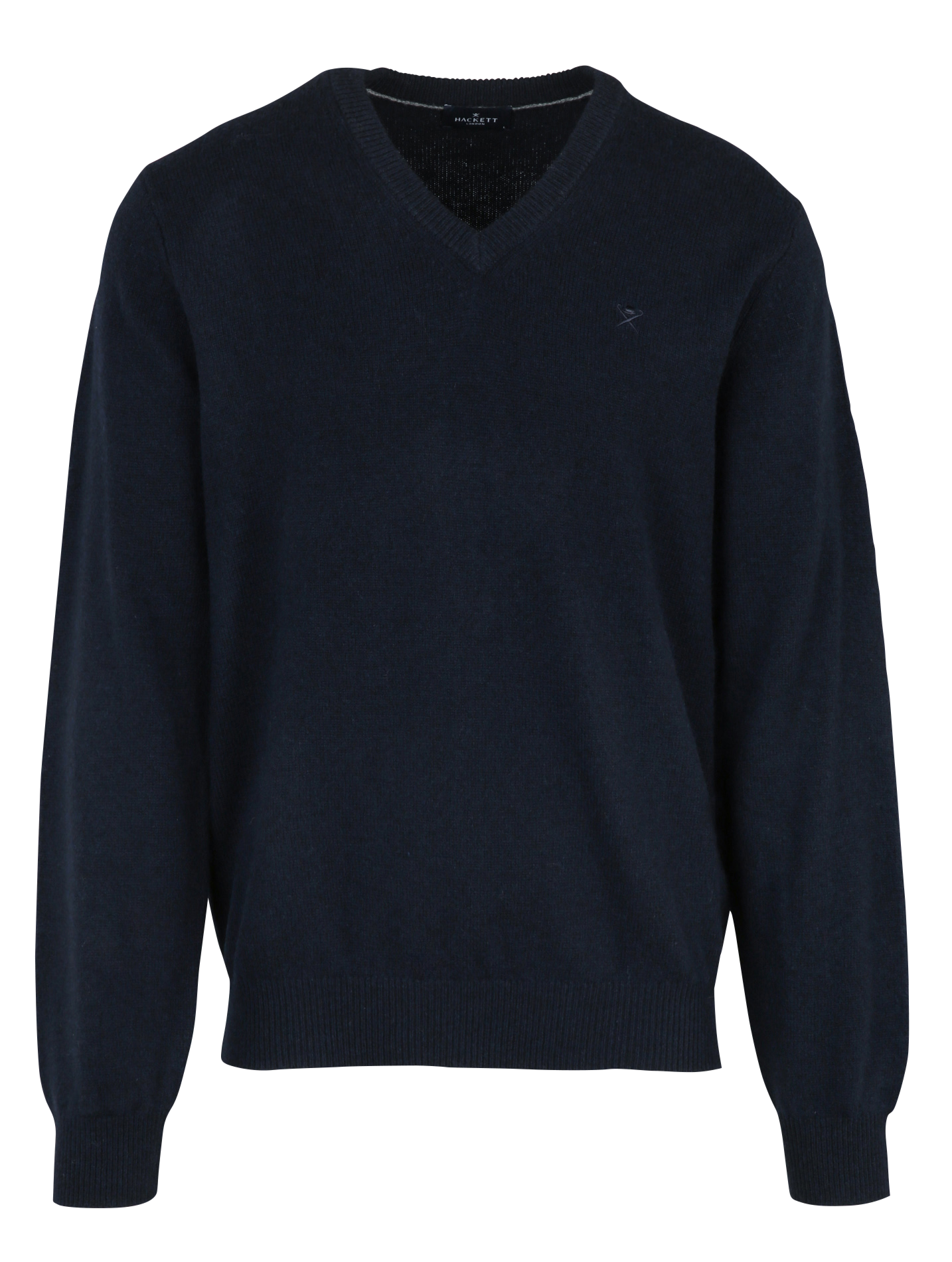 Pull col V uni en laine HACKETT Bleu
