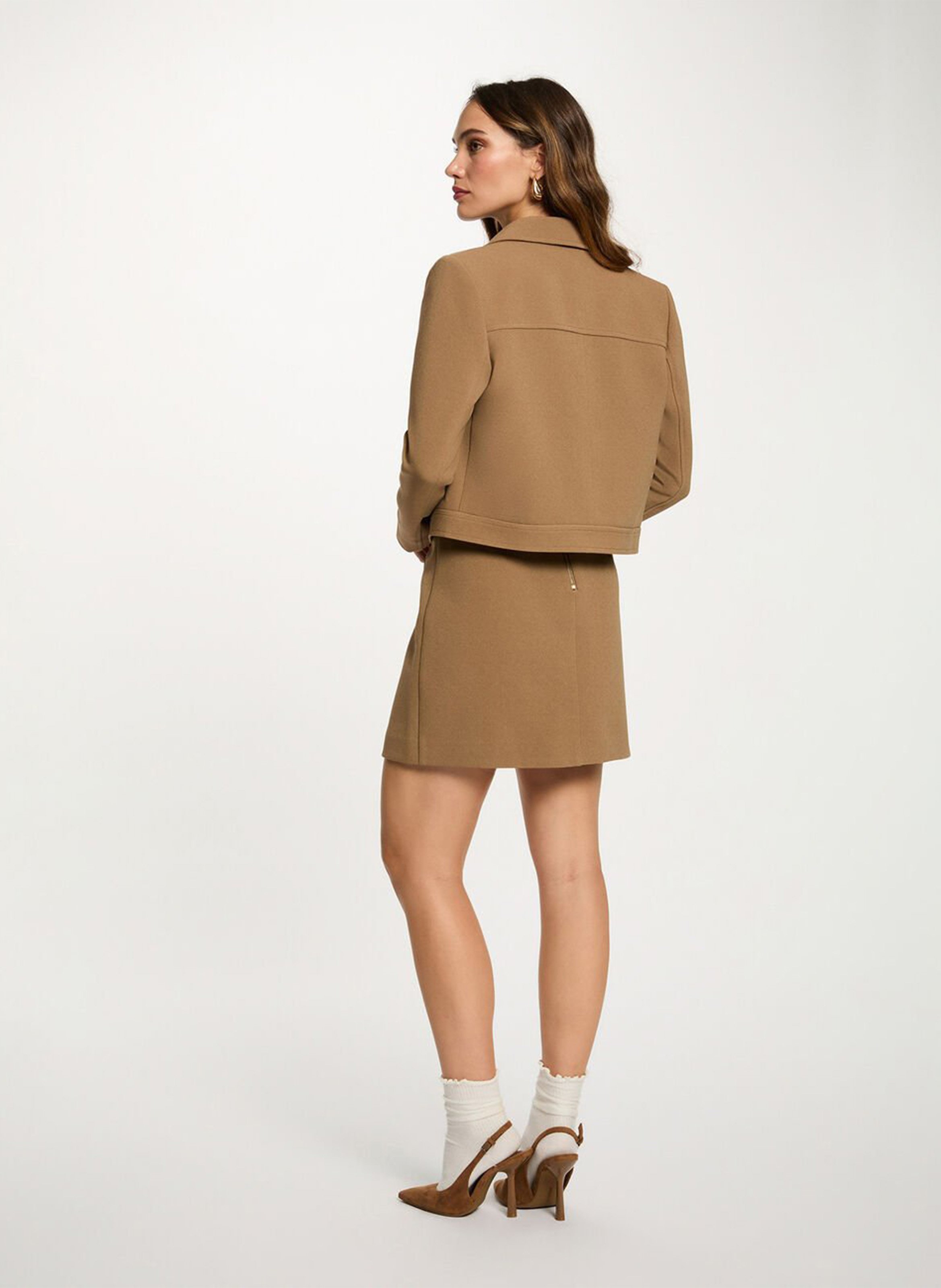 Jupe courte taille haute MORGAN Beige